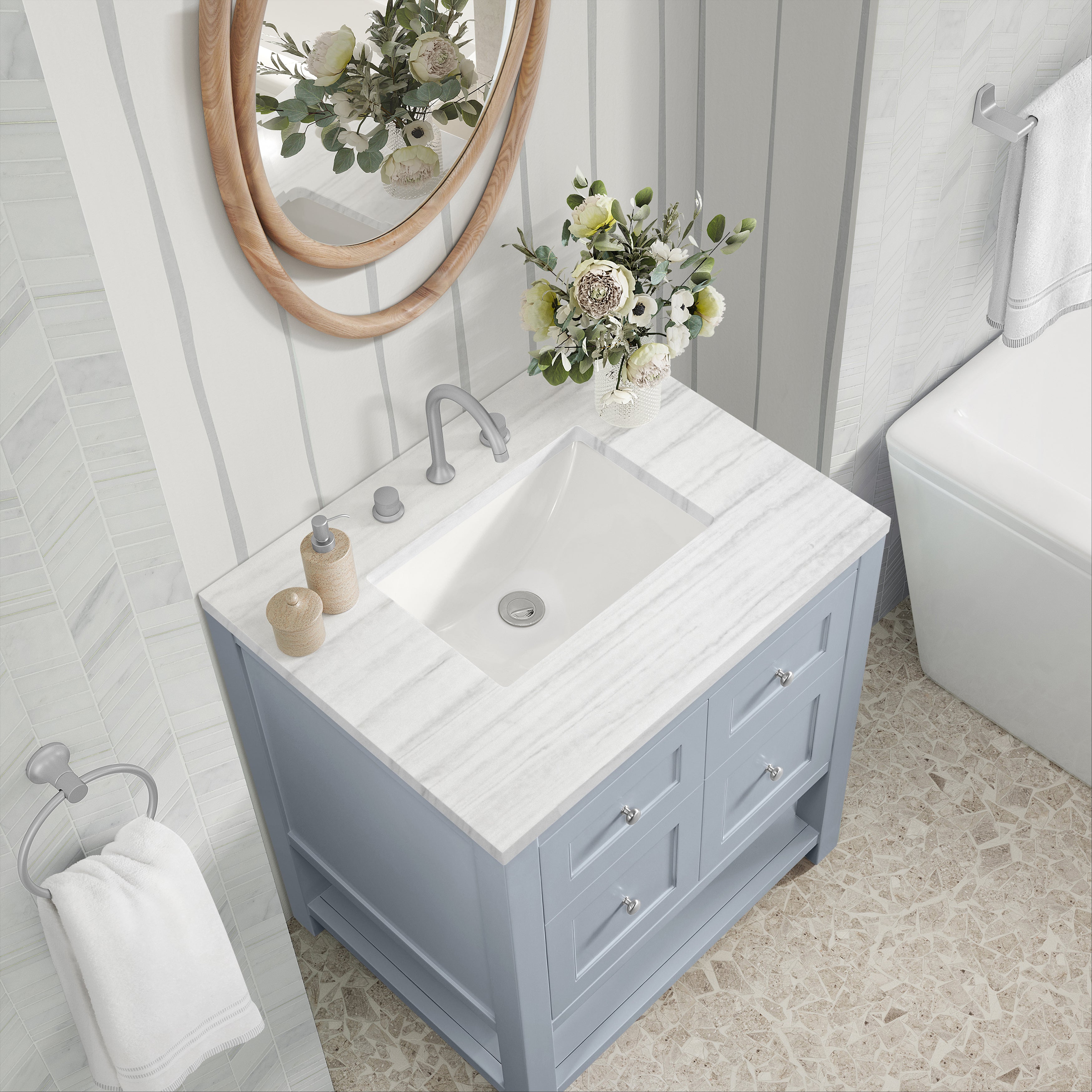 James Martin Breckenridge 30" Single in Serenity Blue with 3cm Countertop