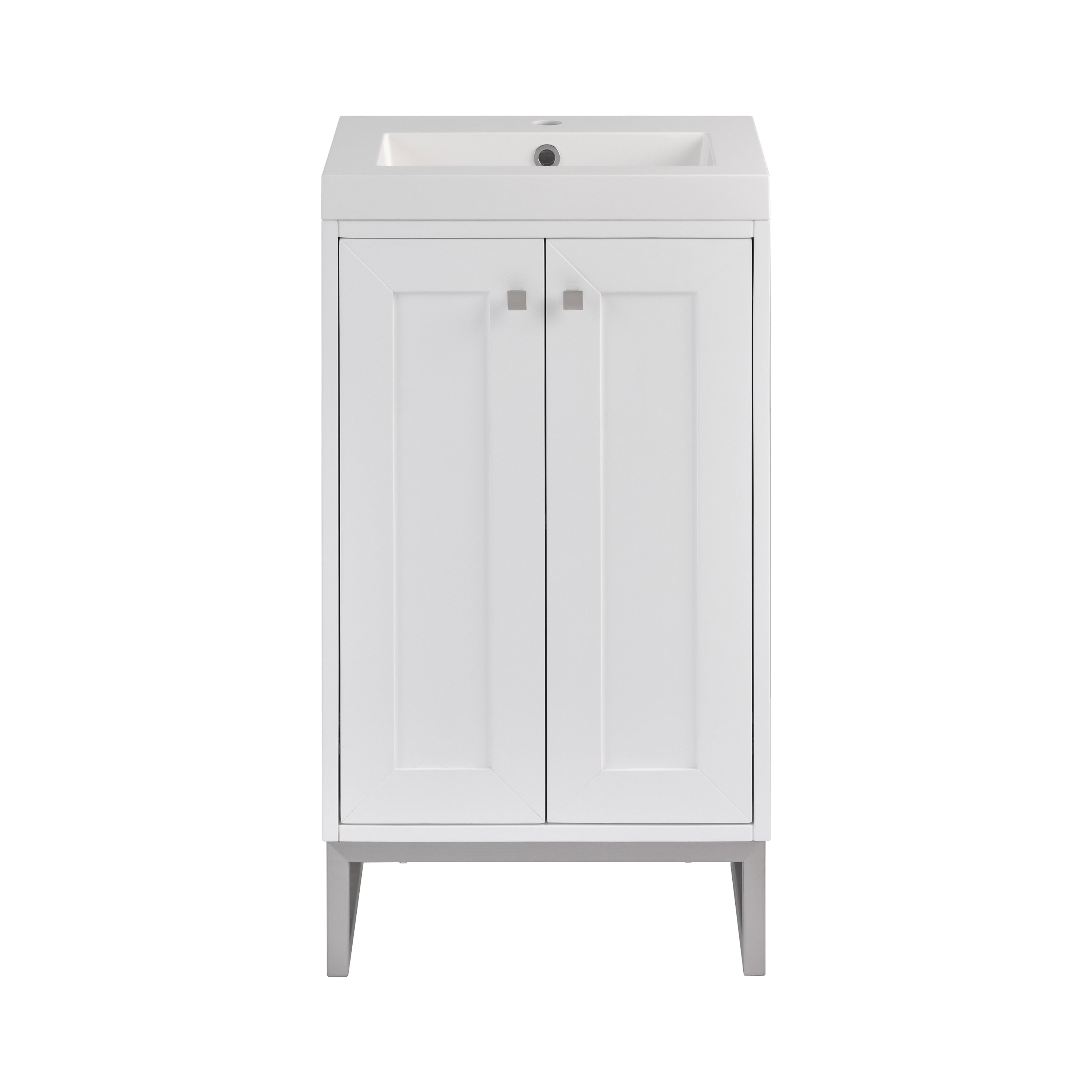 James Martin Chianti 20" Single Vanity in Glossy White with White Glossy Composite Stone Top