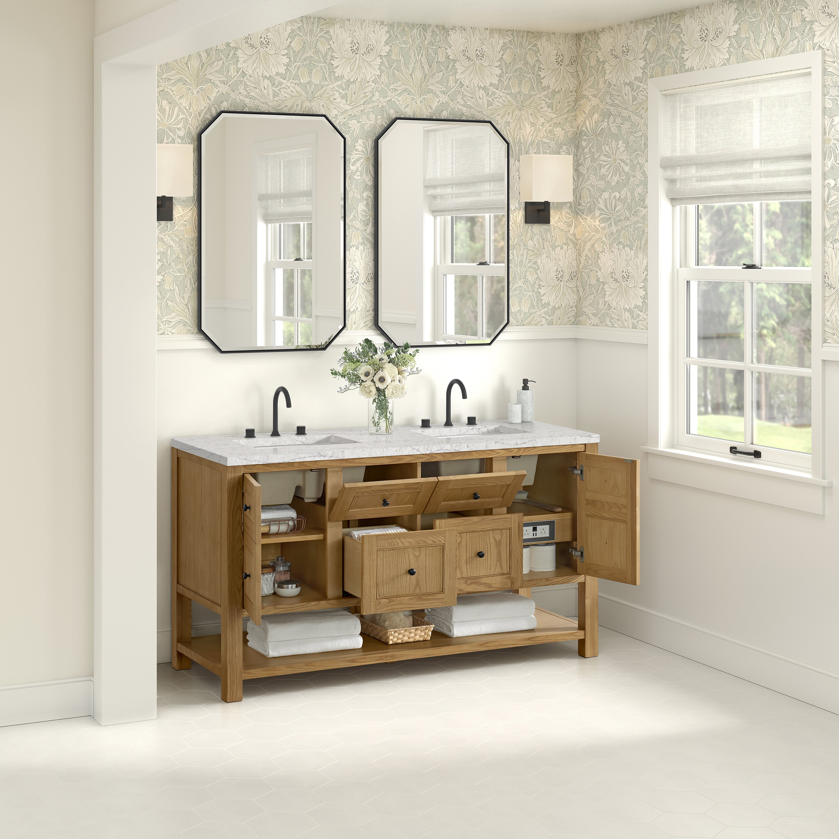 James Martin Breckenridge 60" Double Vanity in Light Natural Oak with 3cm Countertop