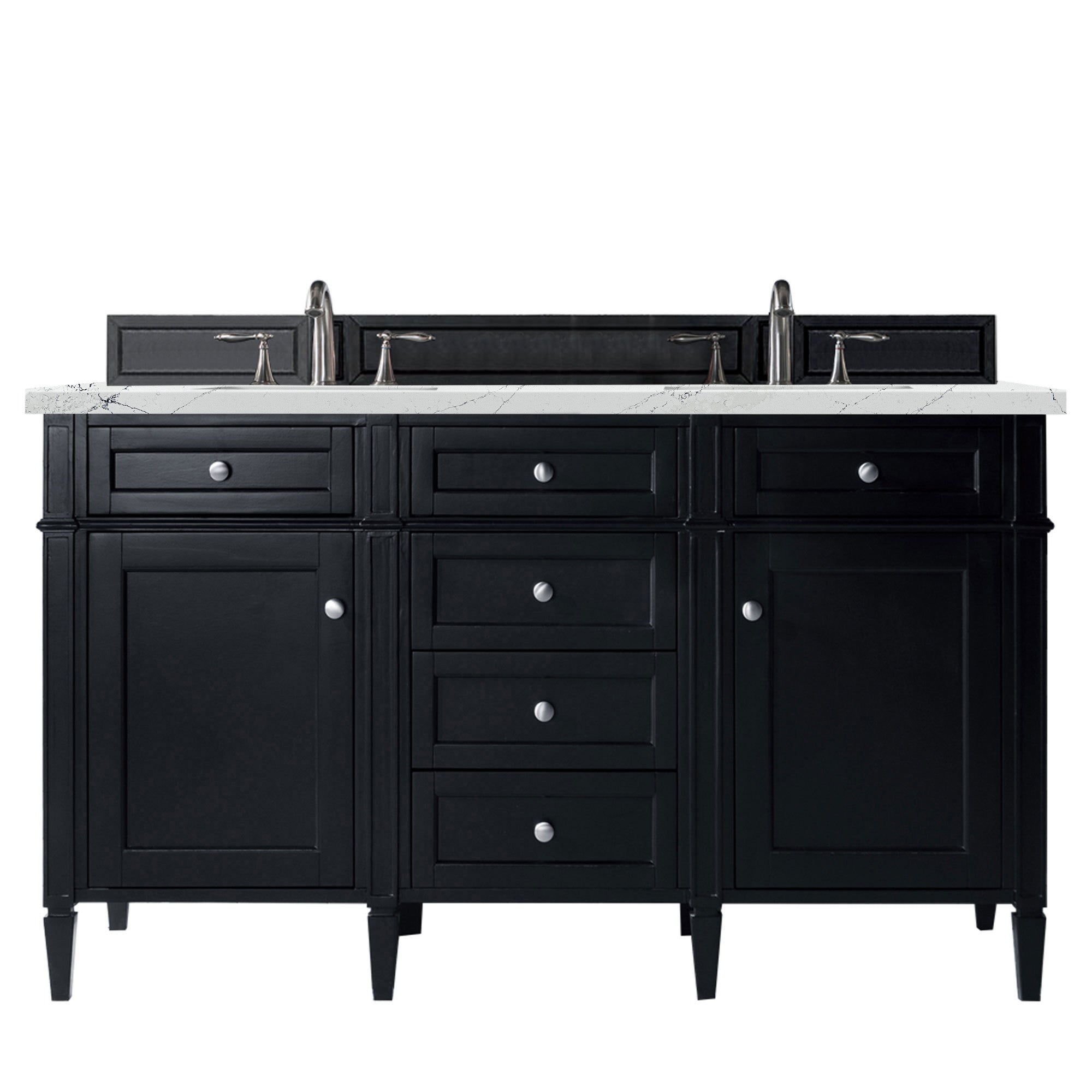 James Martin Brittany 60" Double Vanity in Black Onyx with 3cm Countertop