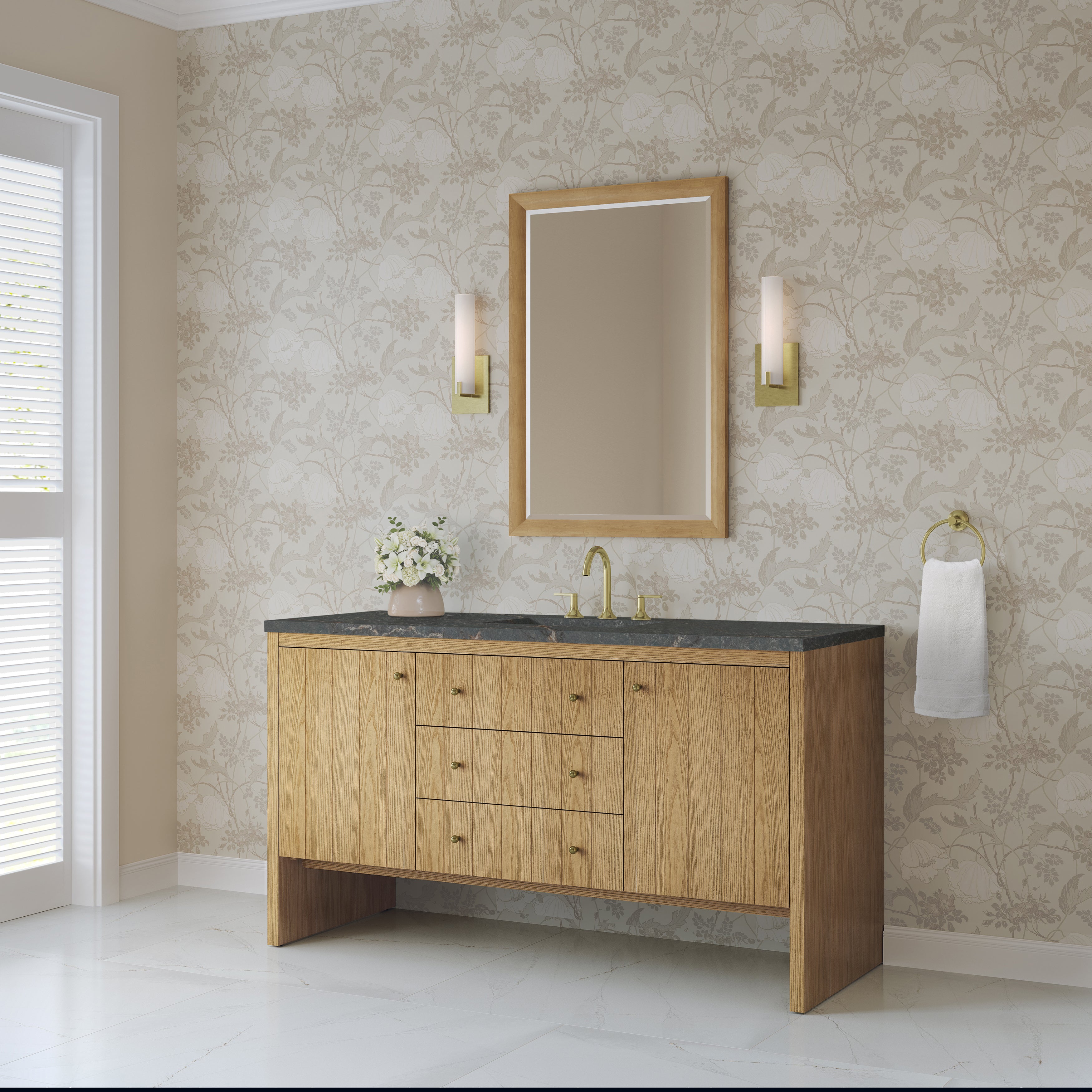 James Martin Hudson 60" Single Vanity in Light Natural Oak with 3cm Countertop