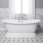 MAIDSTONE Sussex Cast Iron Double Slipper Pedestal Bathtub - No Faucet Drillings