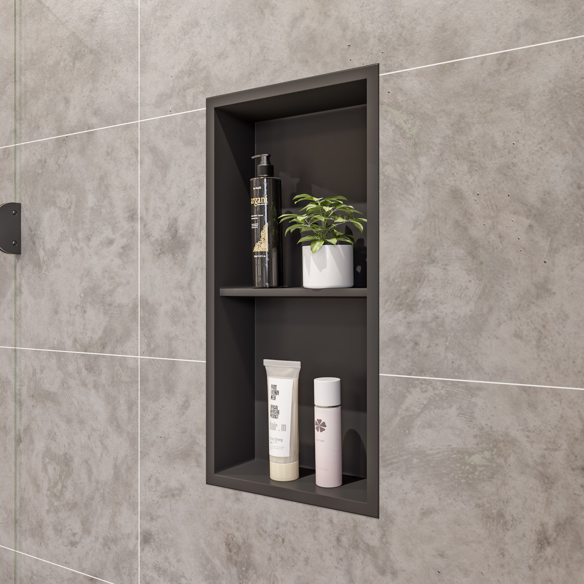 ALFI brand ABNC1224 12 x 24  Vertical Double Shelf Bath Shower Niche