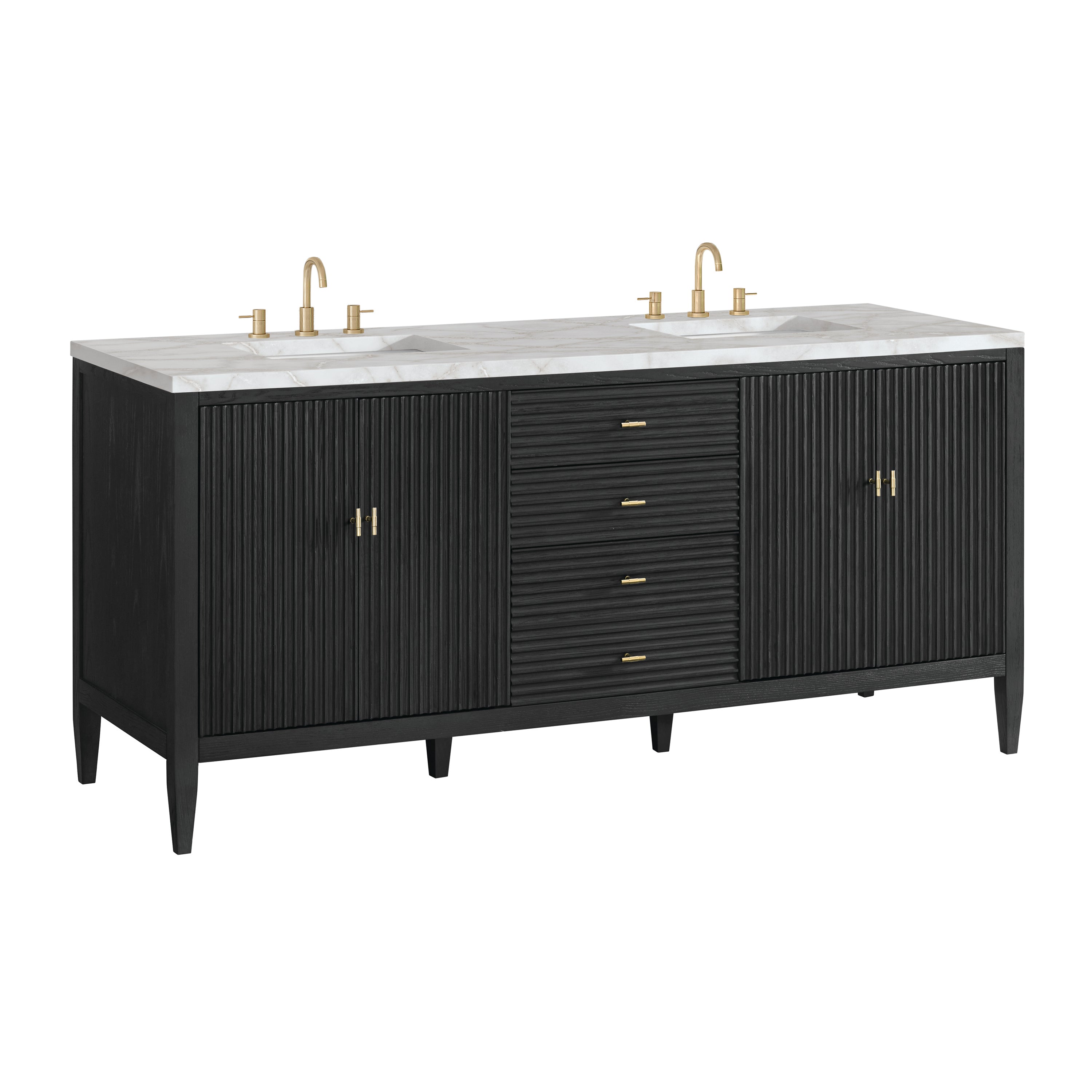 James Martin Myrrin 72" Double Vanity in Carbon Oak with 3cm Countertop
