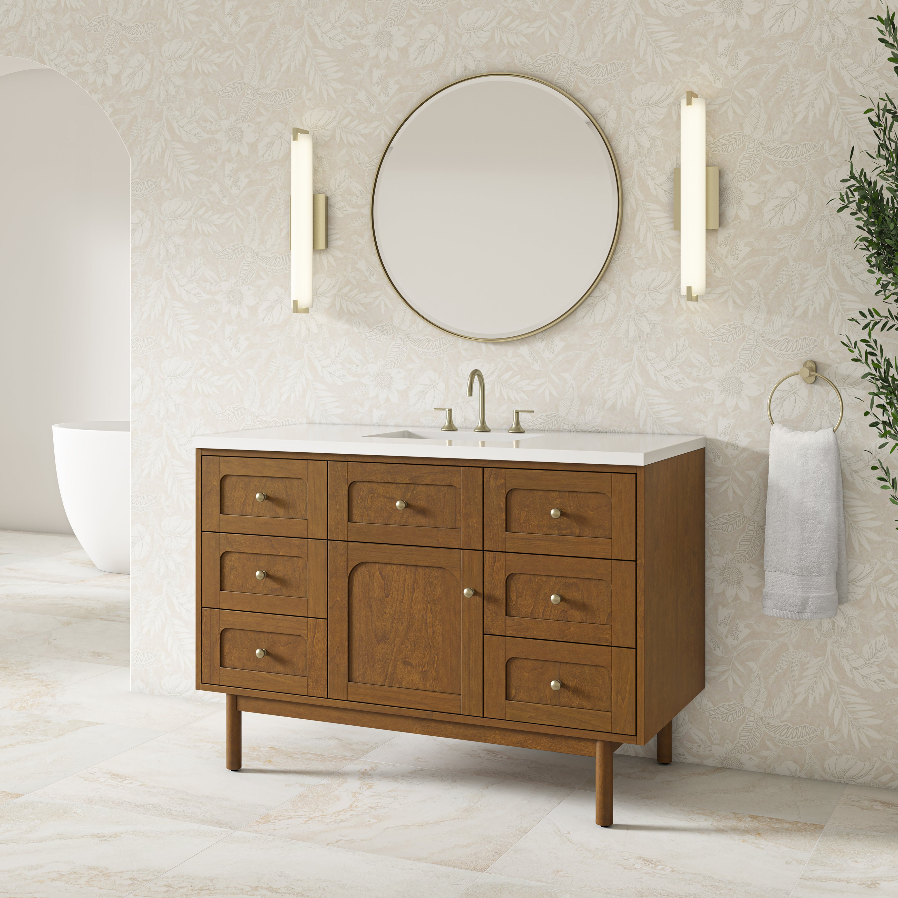 James Martin Laurent 48" Single Vanity in Honey Oak with 3cm Countertop