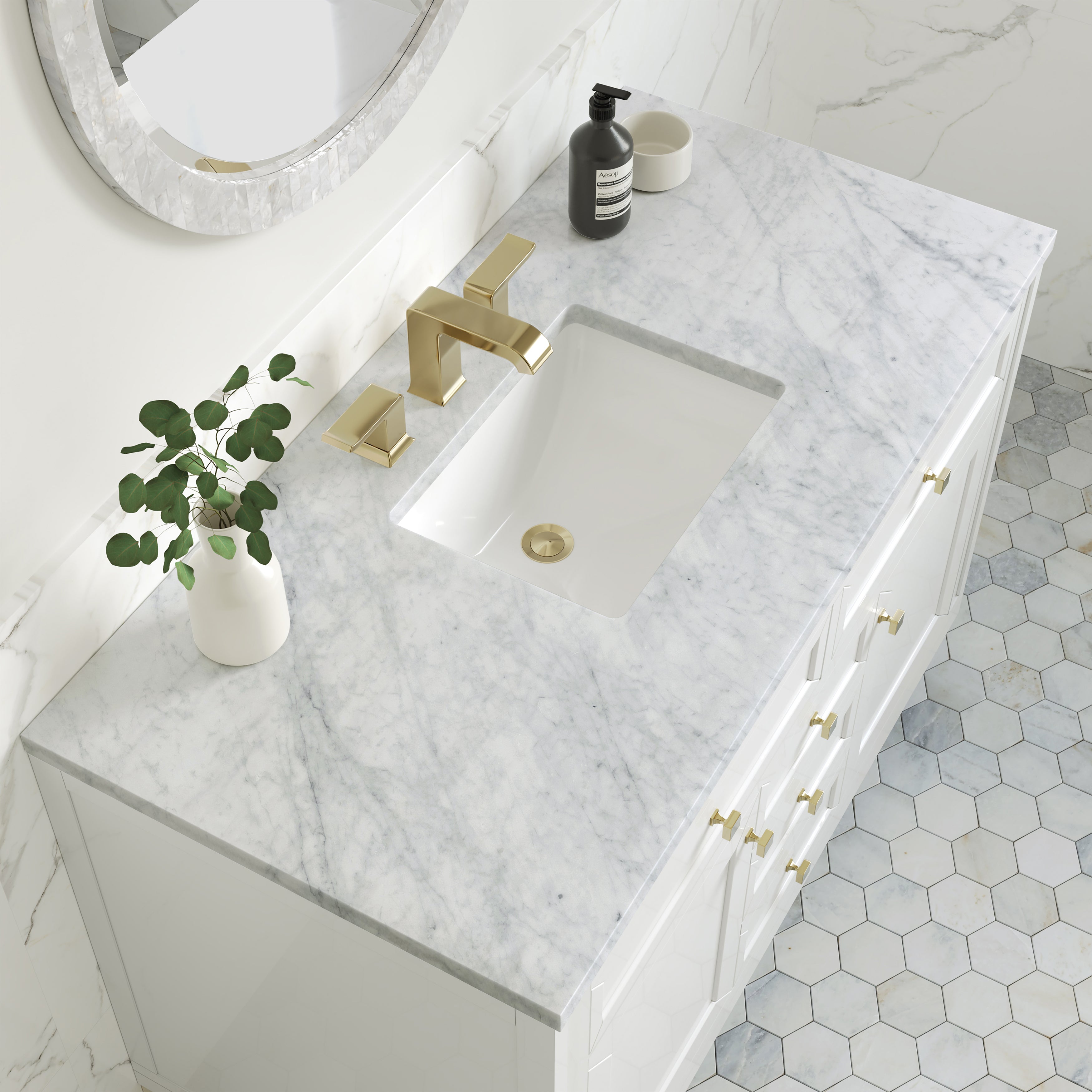 James Martin Chicago 48" Single Vanity in Glossy White with 3cm Countertop