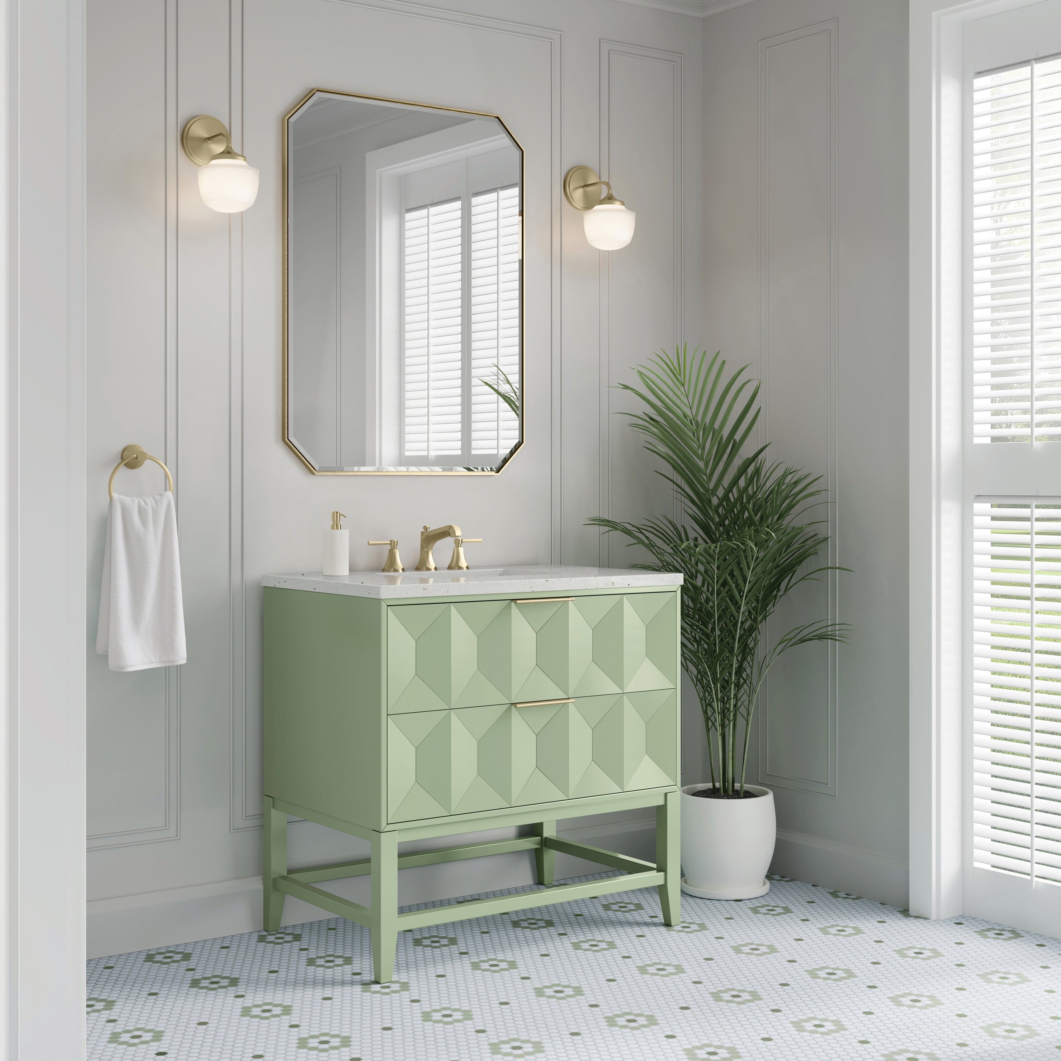 James Martin Emmeline 36" Single Vanity in Pistachio with 3cm Countertop