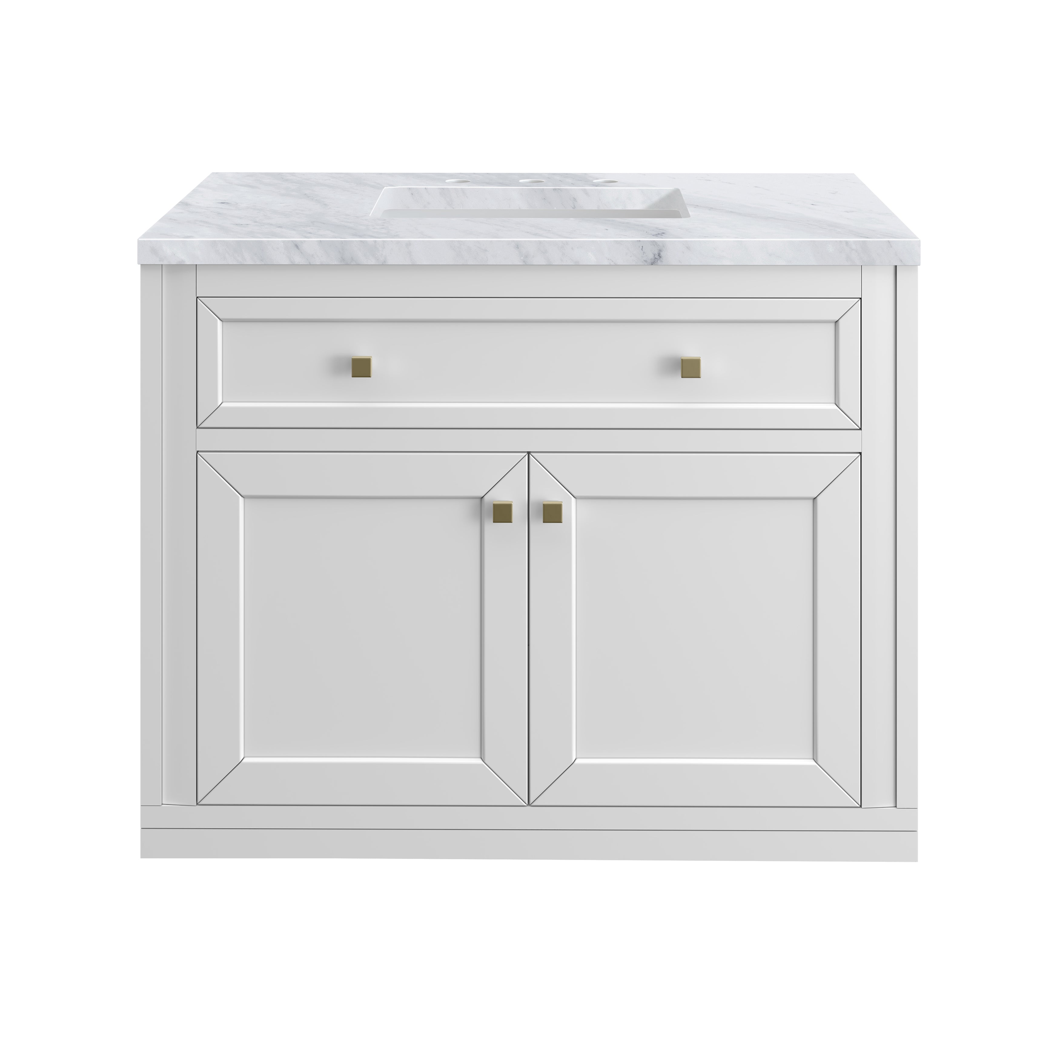 James Martin Chicago 36" Single Vanity in Glossy White with 3cm Countertop
