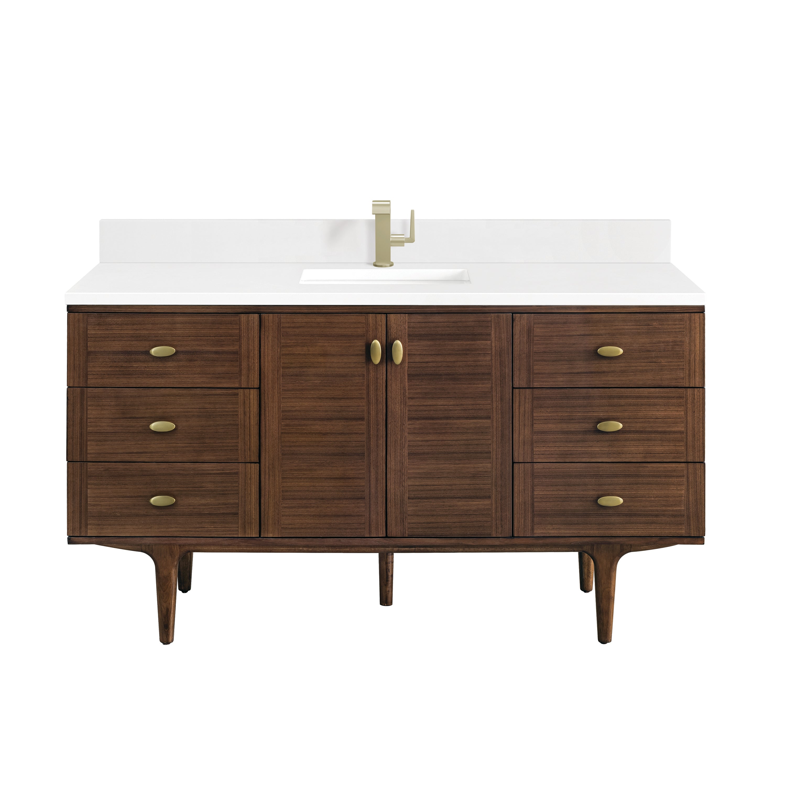 James Martin Amberly 60" Single Vanity in Mid-Century Walnut with 3cm Countertop