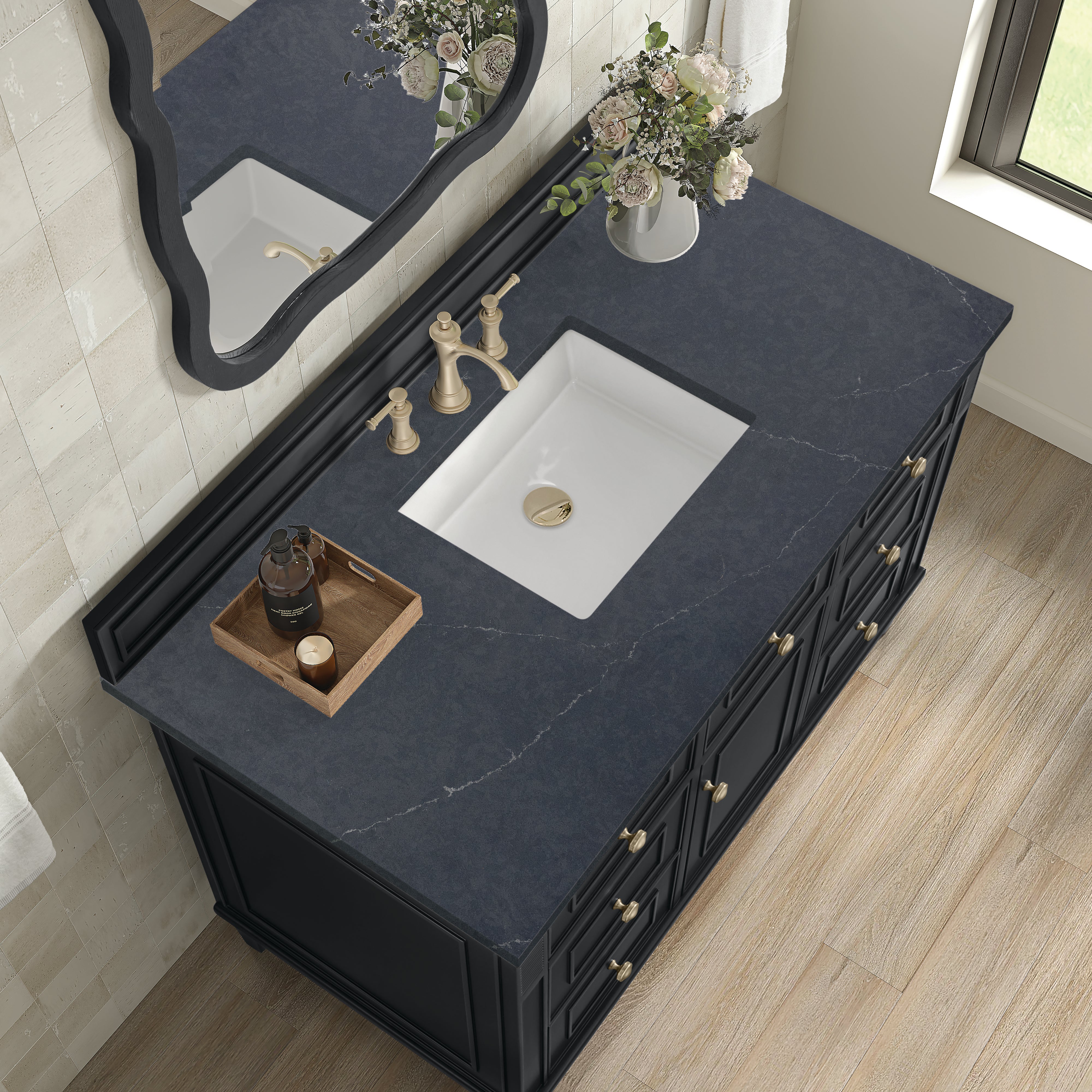 James Martin Lorelai 48" Single Vanity in Black Onyx with 3cm Countertop
