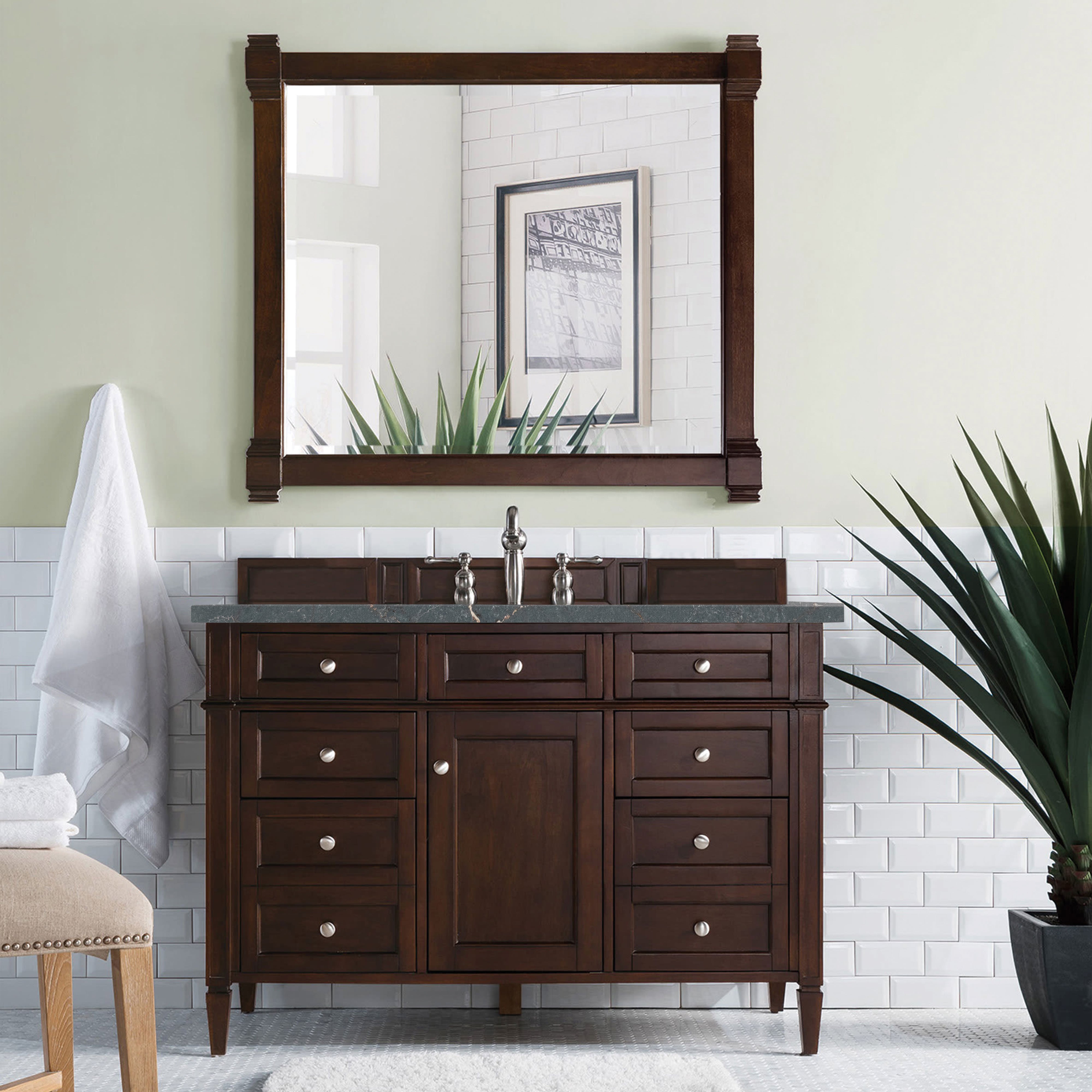 James Martin Brittany 48" Single Vanity in Burnished Mahogany with 3cm Countertop