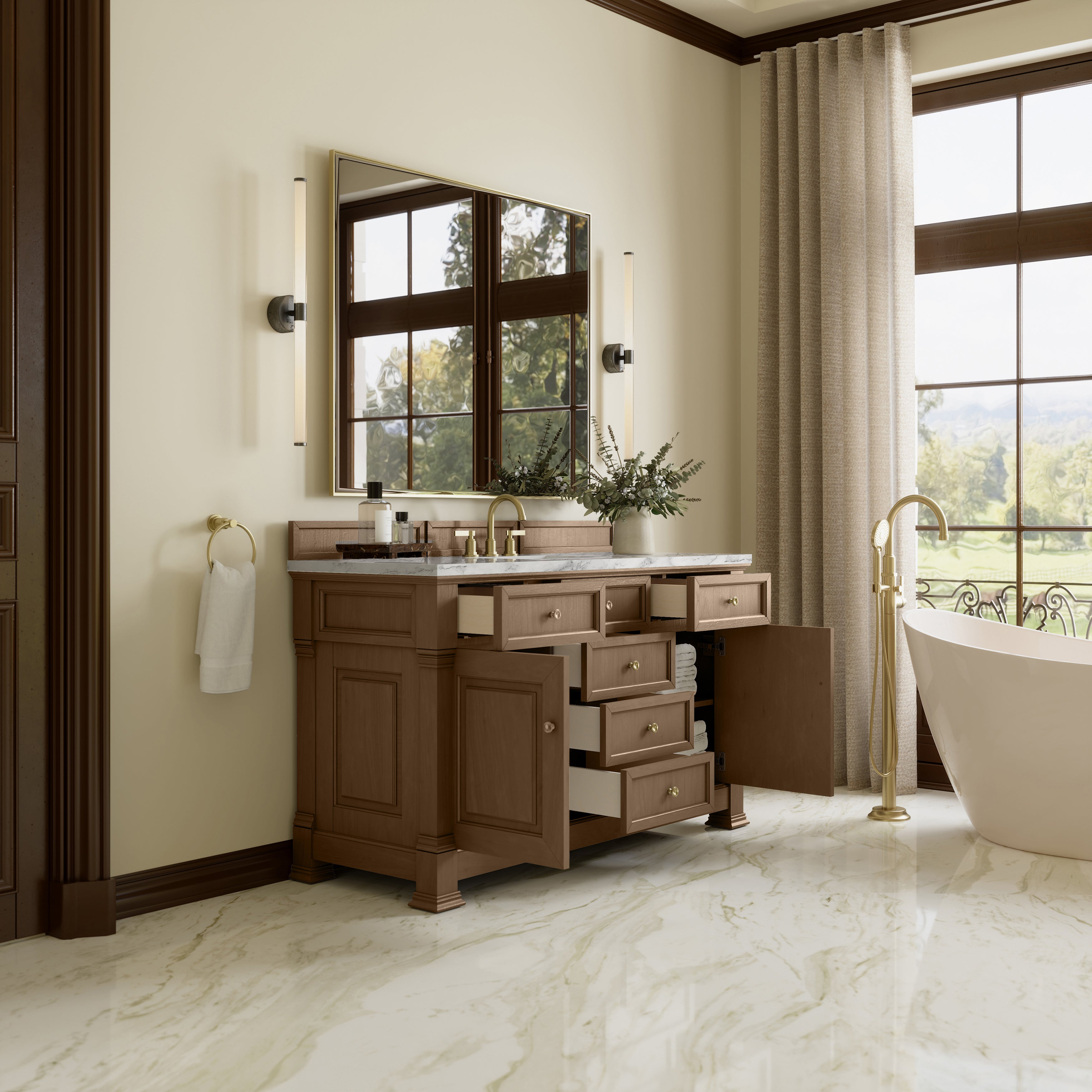 James Martin Brookfield 60" Single Vanity in Pecan with 3cm Countertop