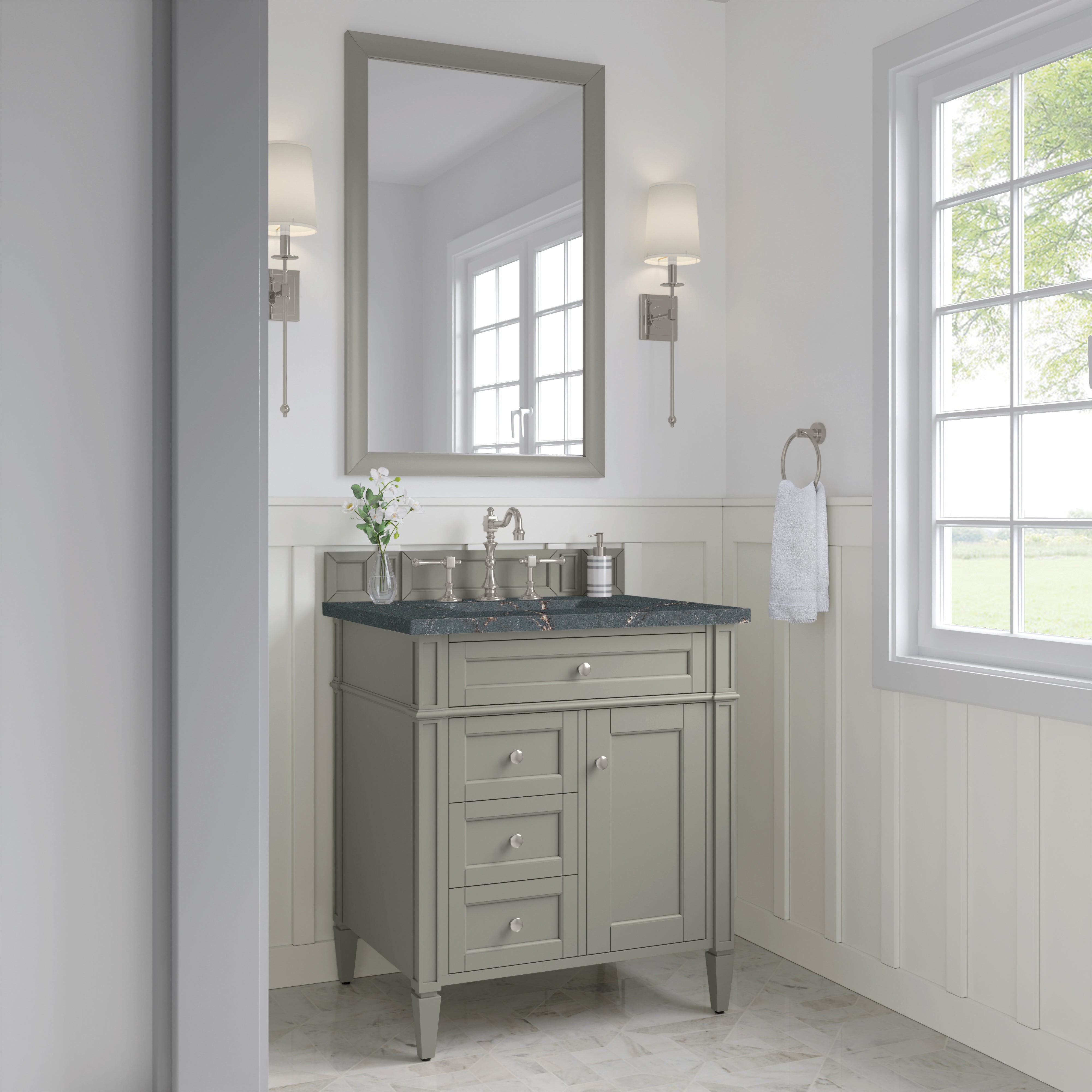 James Martin Brittany 30" Single Vanity in Urban Gray with 3cm Countertop