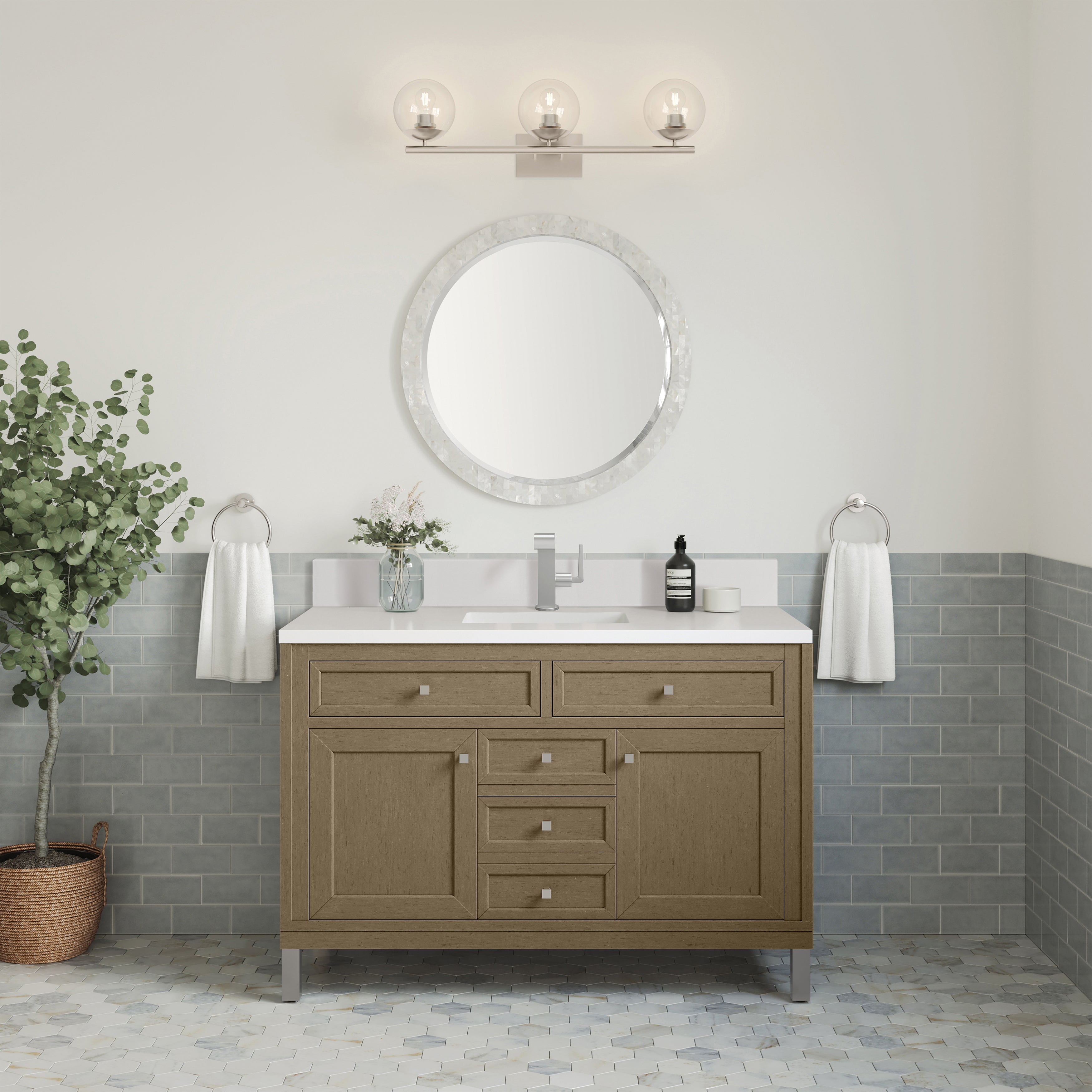 James Martin Chicago 48" Single Vanity in Walnut Whisper with 3cm Countertop