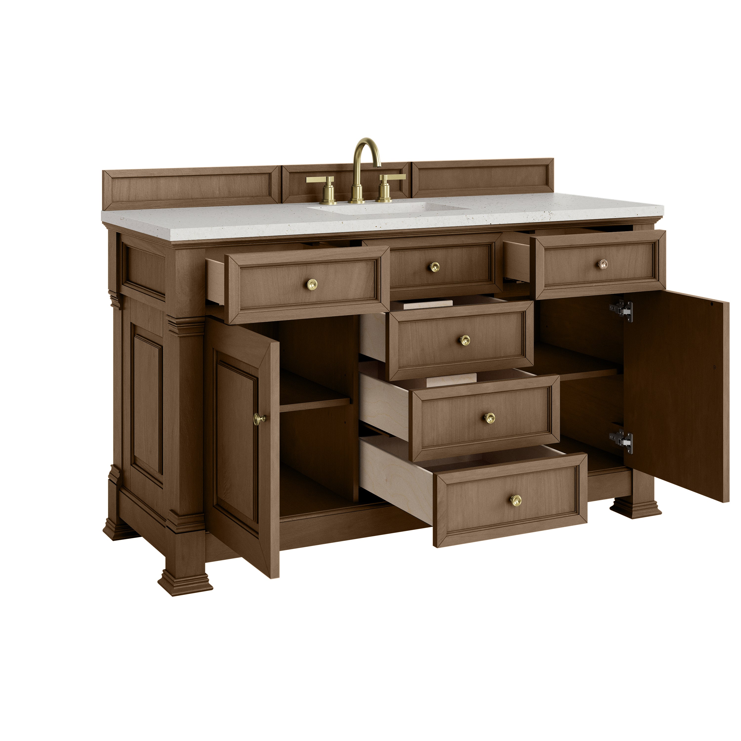 James Martin Brookfield 60" Single Vanity in Pecan with 3cm Countertop