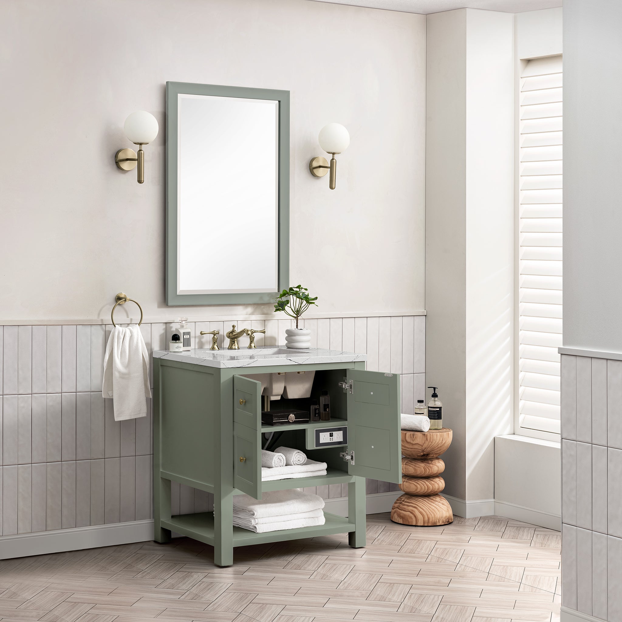 James Martin Breckenridge 30" Single Vanity in Smokey Celadon with 3cm Countertop