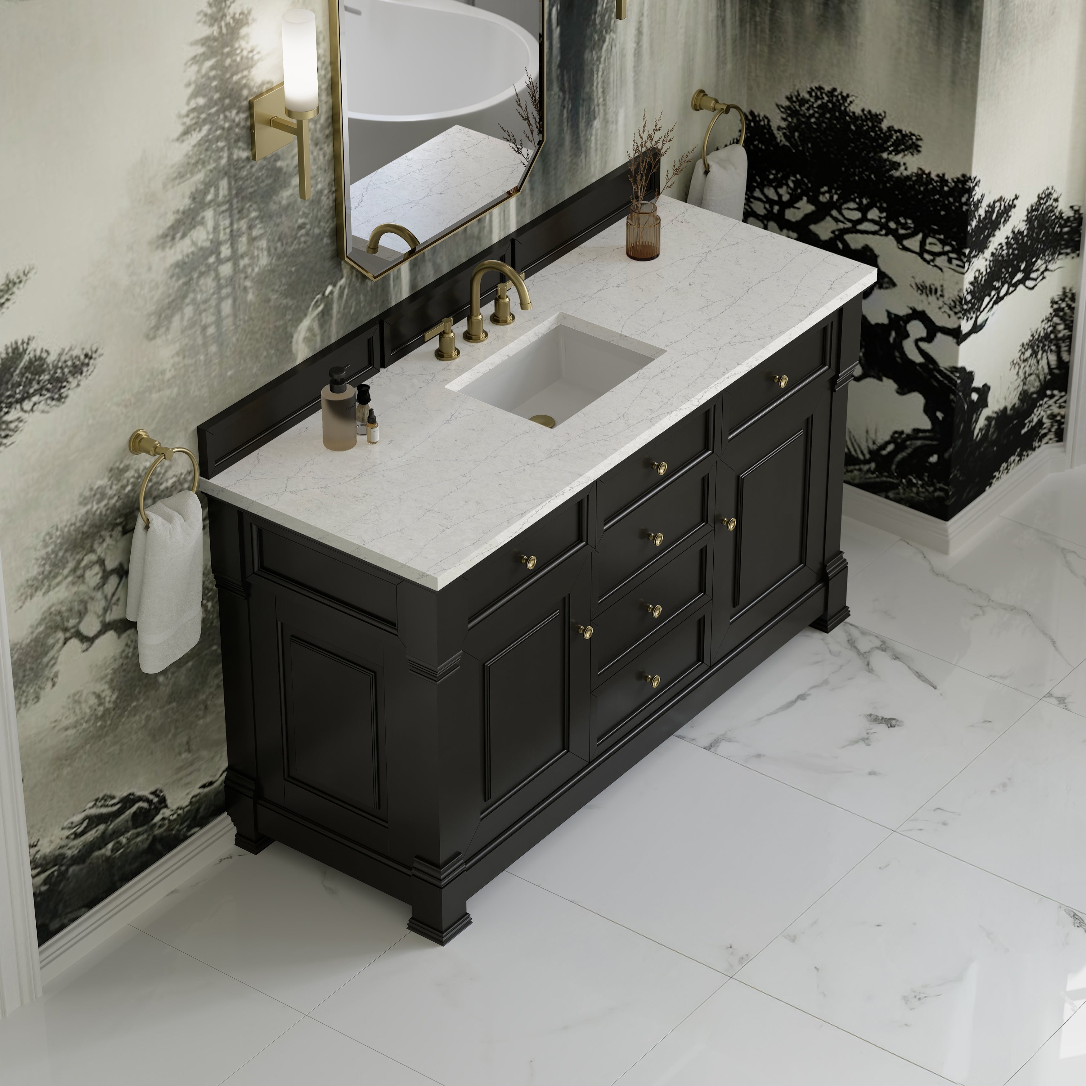 James Martin Brookfield 60" Single Vanity in Black Onyx with 3cm Countertop