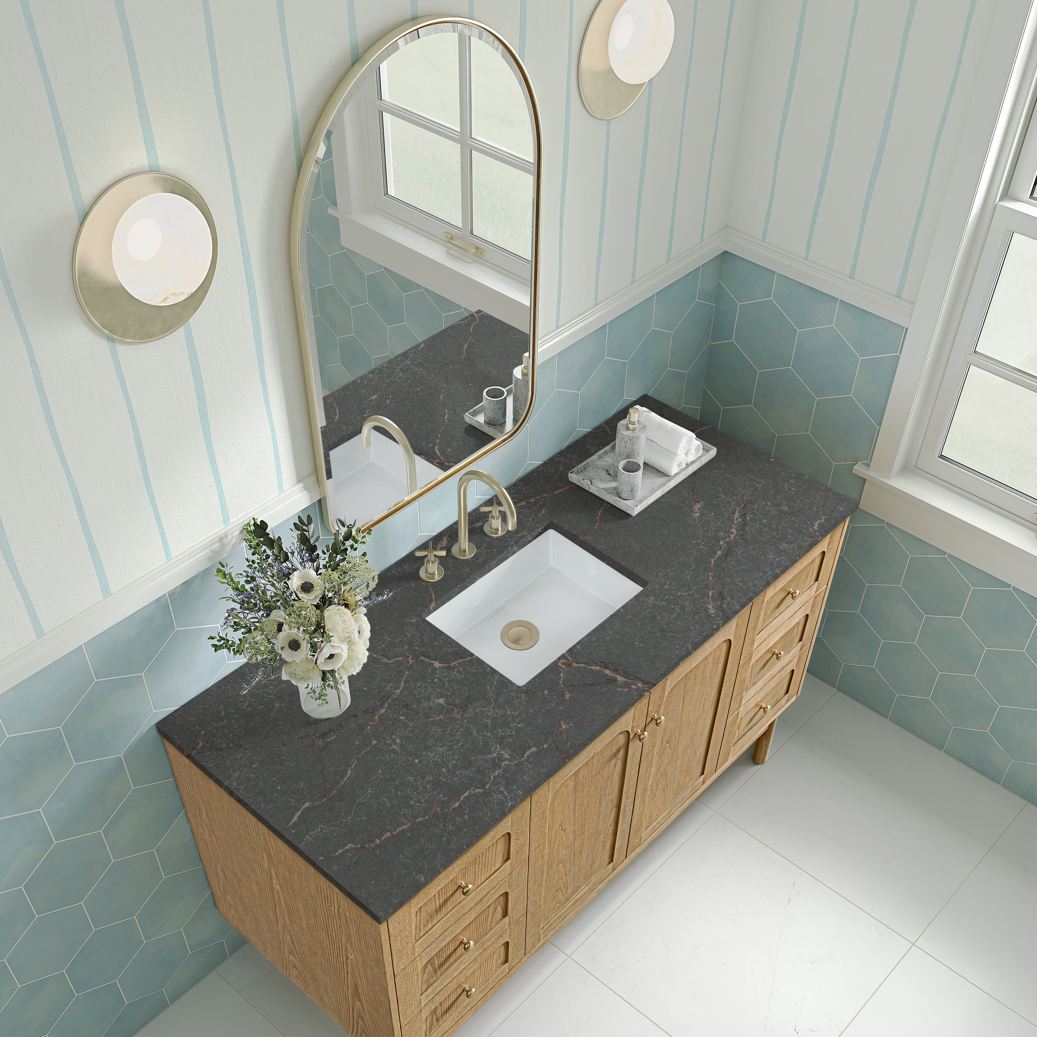 James Martin Laurent 60" Single Vanity in Light Natural Oak with 3cm Countertop