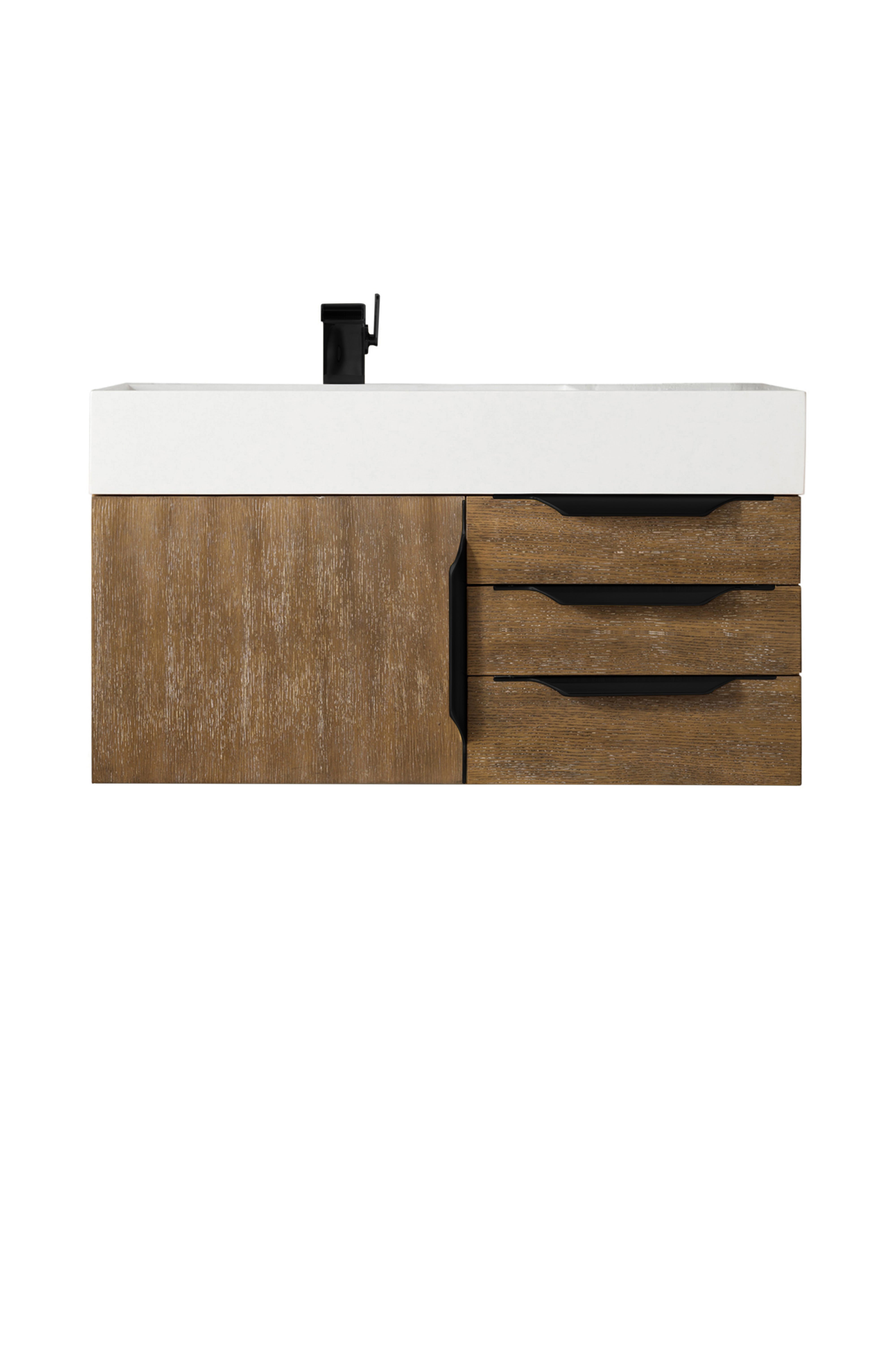 James Martin Columbia 36" Wall Mounted Single Vanity with Mineral Composite Stone Countertop