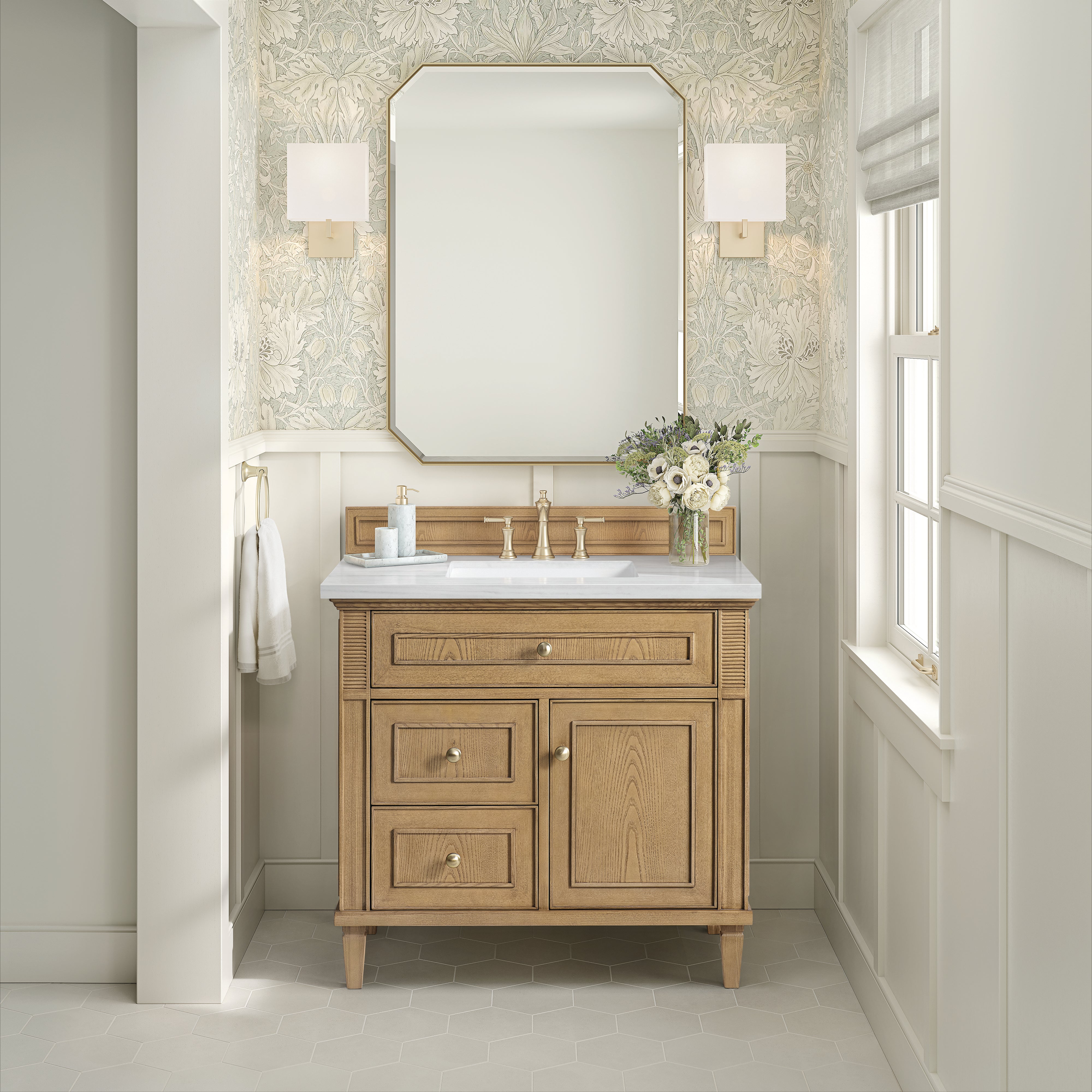 James Martin Lorelai 36" Single Vanity in Light Natural Oak with 3cm Countertop