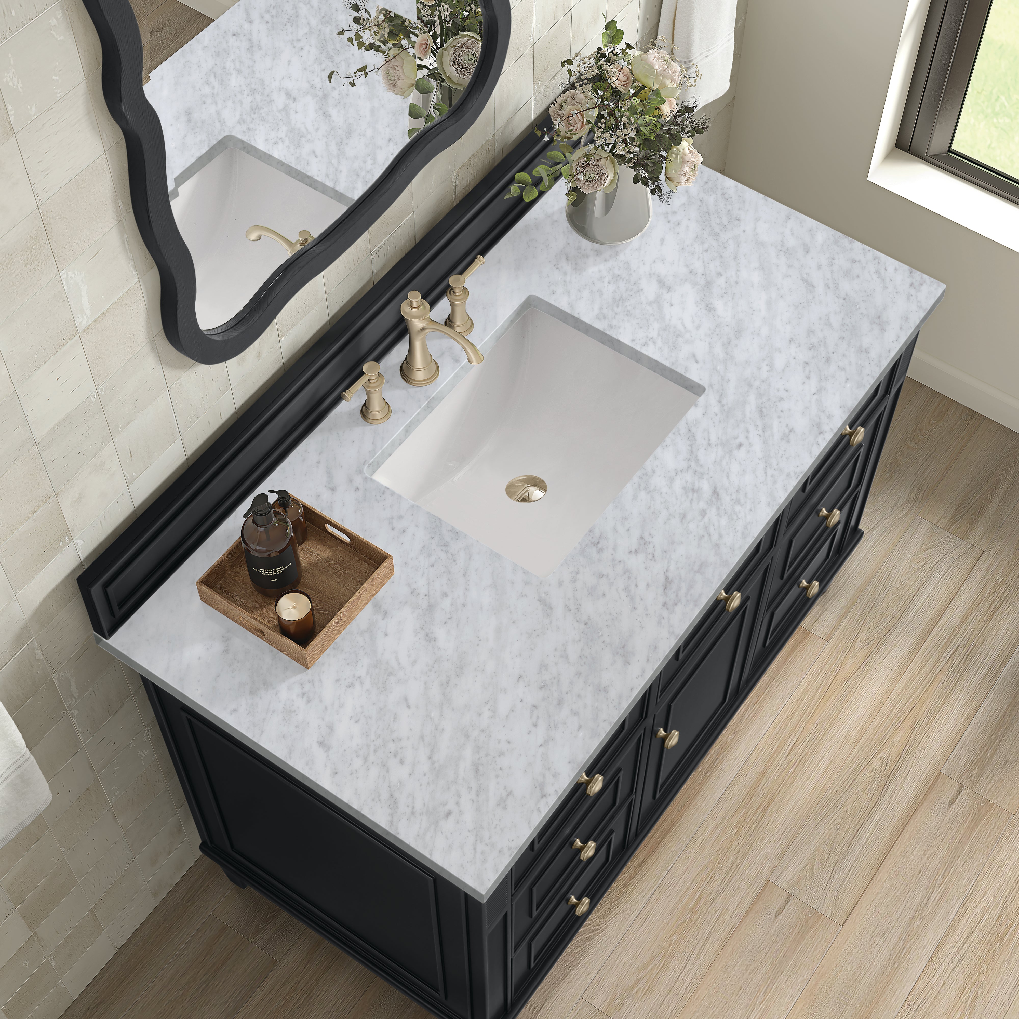 James Martin Lorelai 48" Single Vanity in Black Onyx with 3cm Countertop