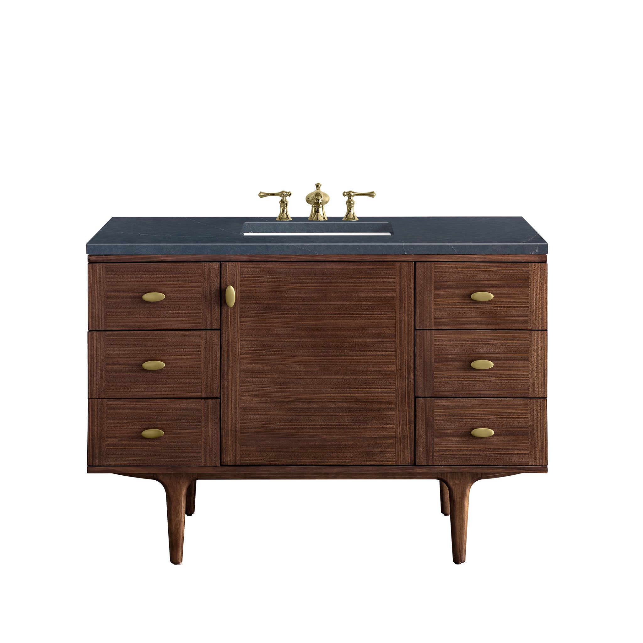 James Martin Amberly 48" Single Vanity in Mid-Century Walnut with 3cm Countertop