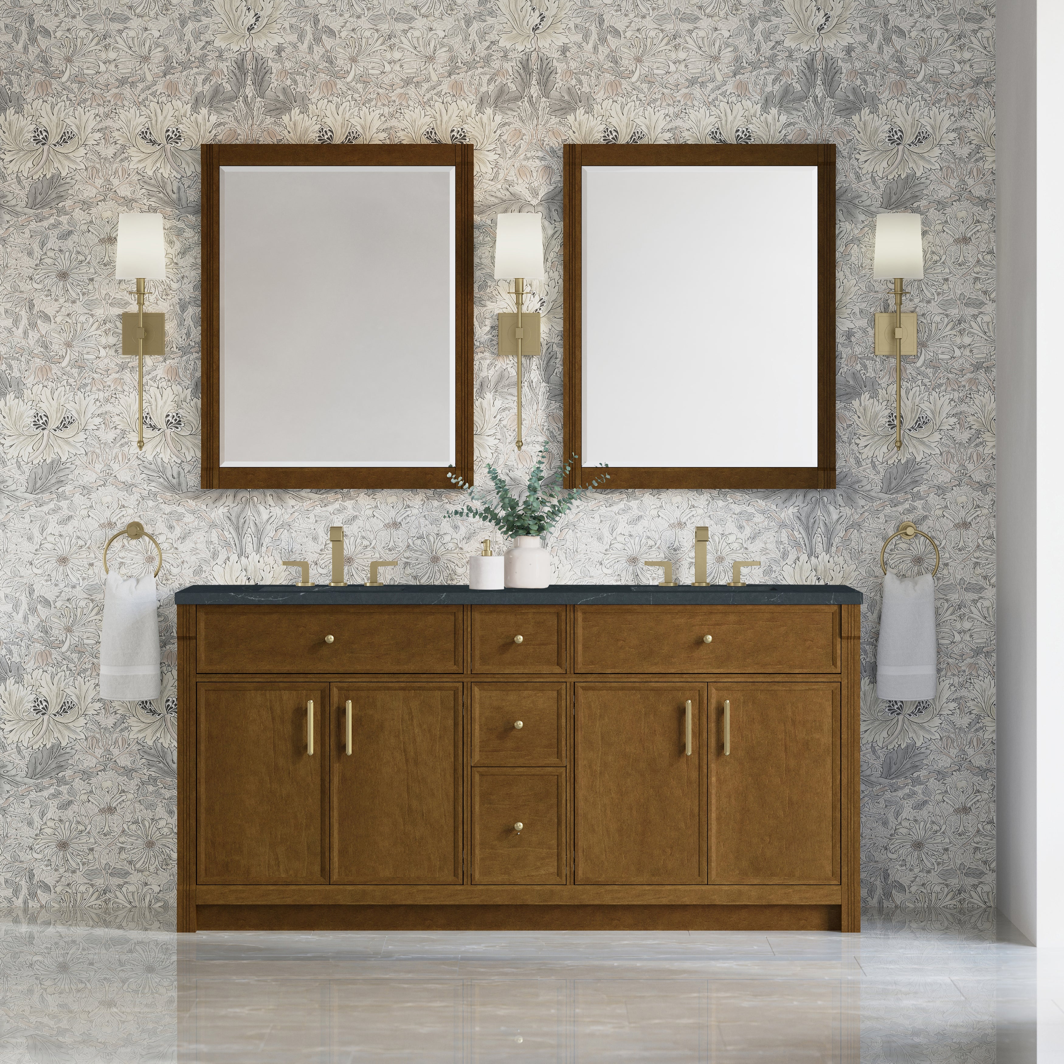 James Martin Bellshire 72" Double Vanity in Honey Oak with 3cm Countertop