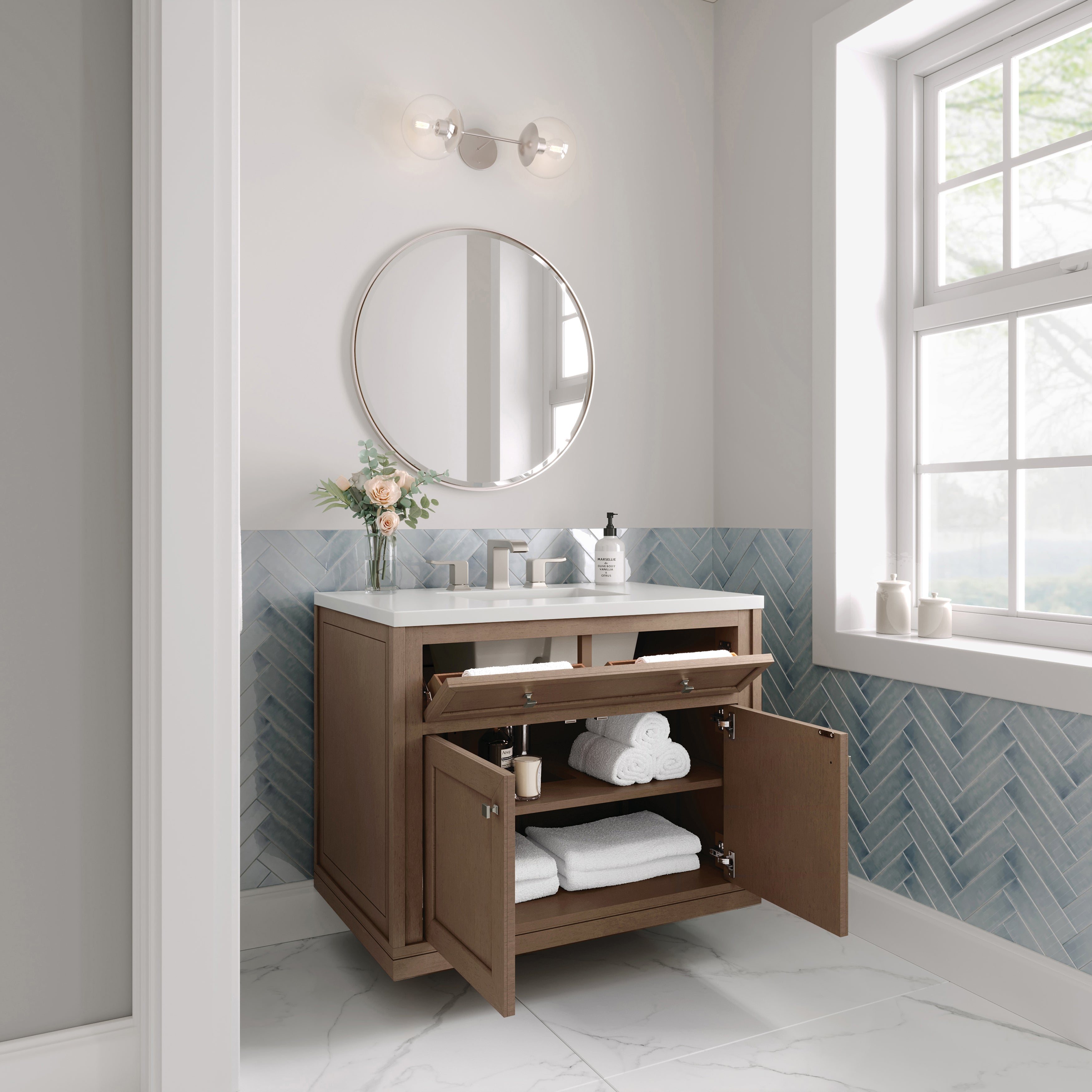 James Martin Chicago 36" Single Vanity in Walnut Whisper with 3cm Countertop