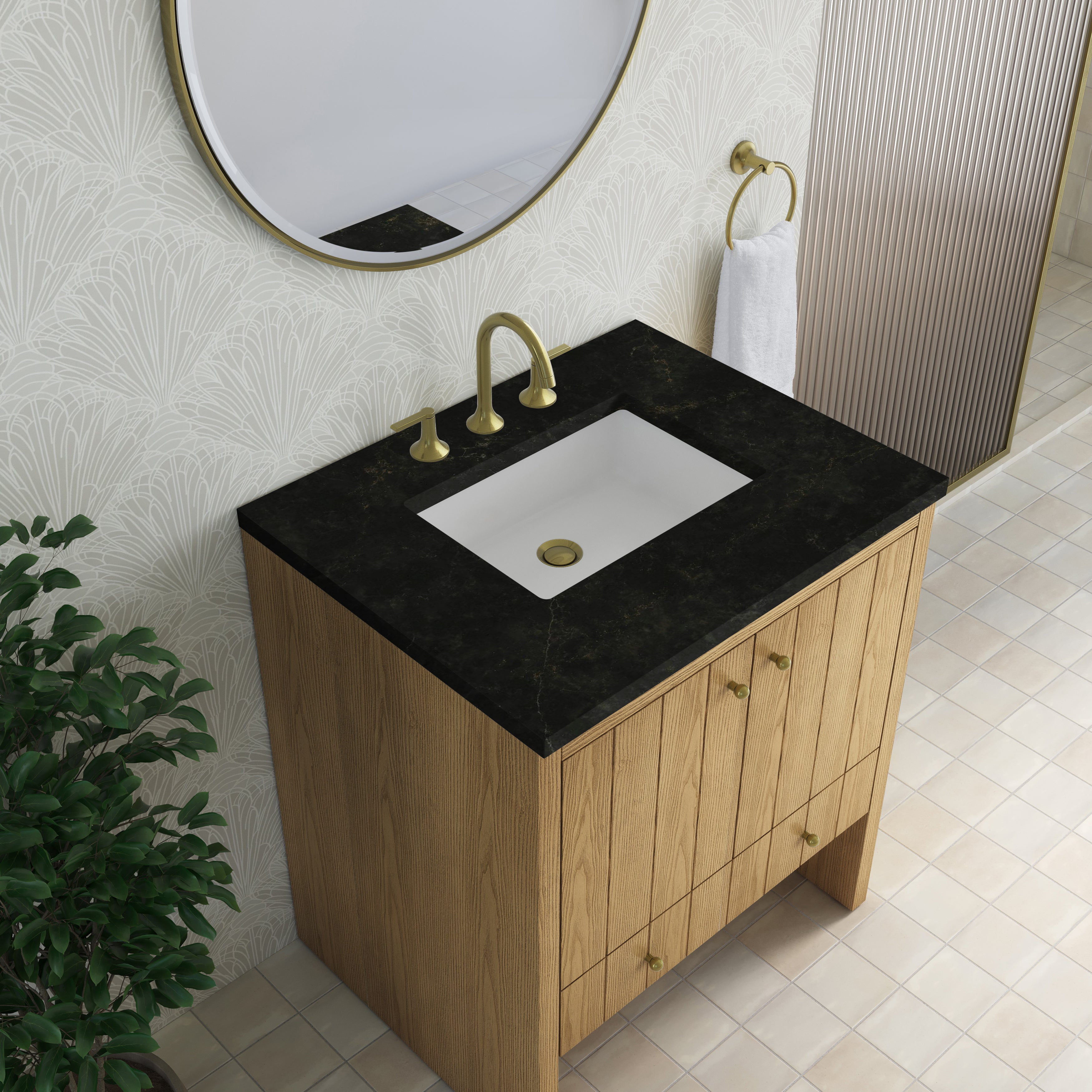 James Martin Hudson 30" Single Vanity in Light Natural Oak with 3cm Countertop