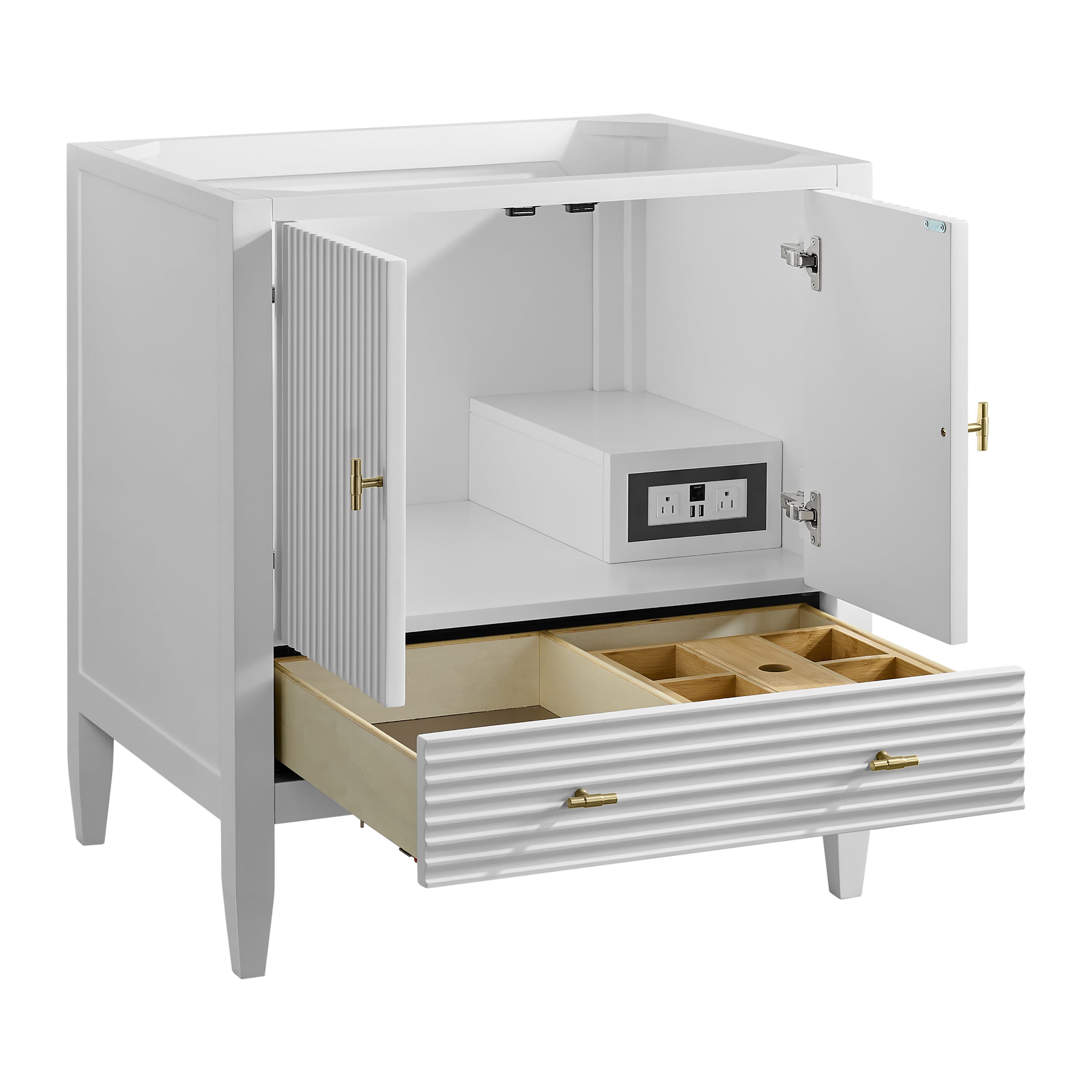 James Martin Myrrin 30" Single Vanity in Bright White with 3cm Countertop