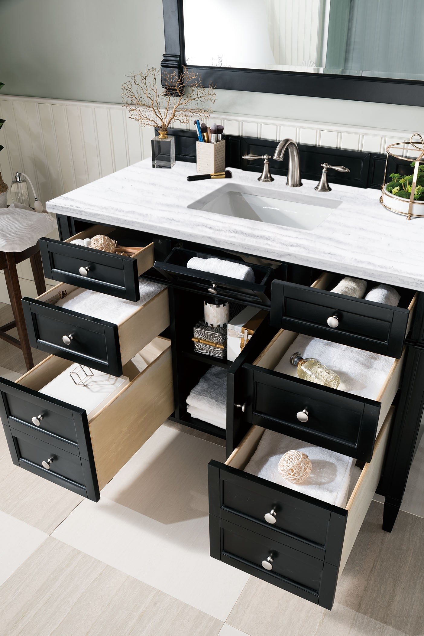 James Martin Brittany 48" Single Vanity in Black Onyx with 3cm Countertop
