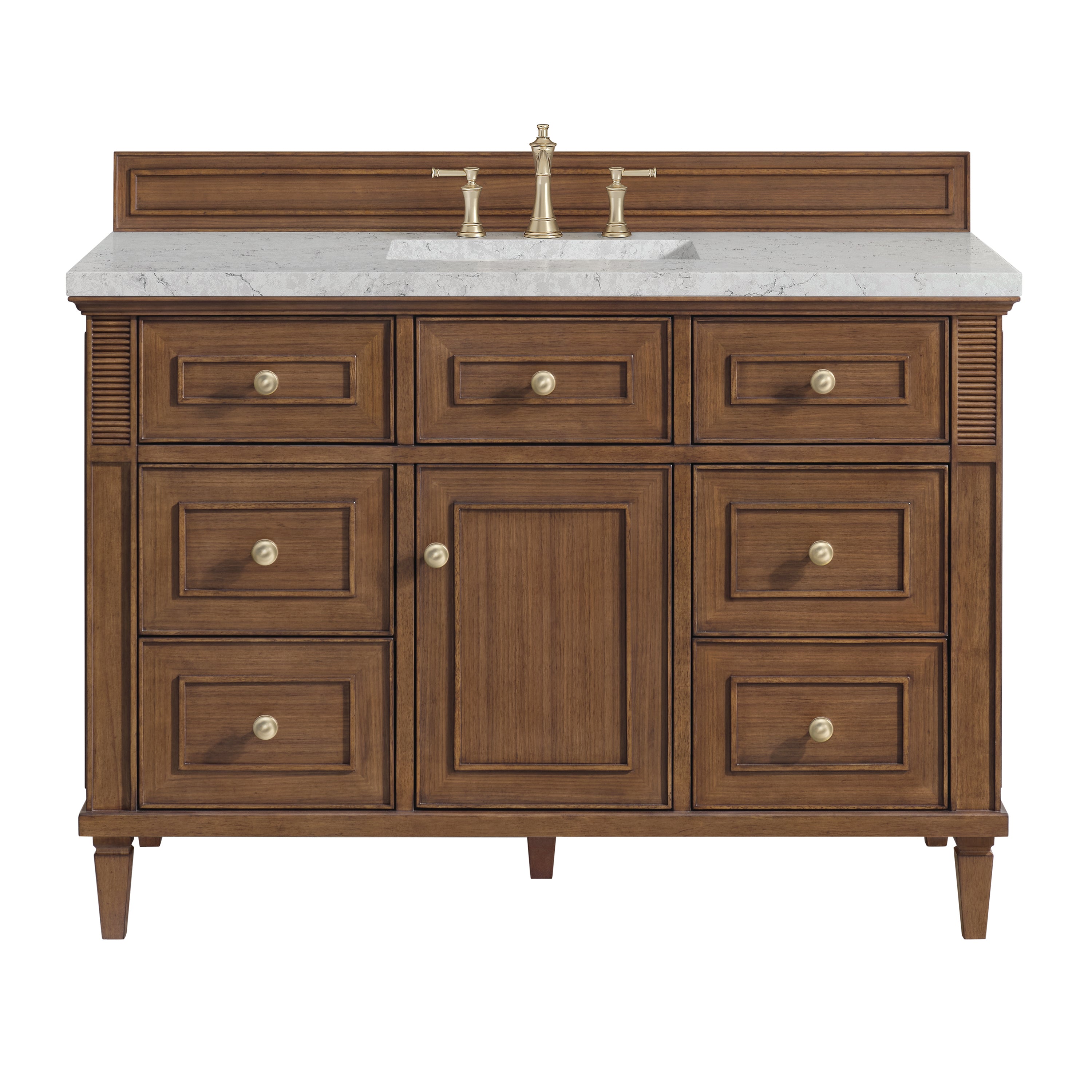 James Martin Lorelai 48" Single Vanity in Mid-Century Walnut with 3cm Countertop and FreePower Wireless Charger