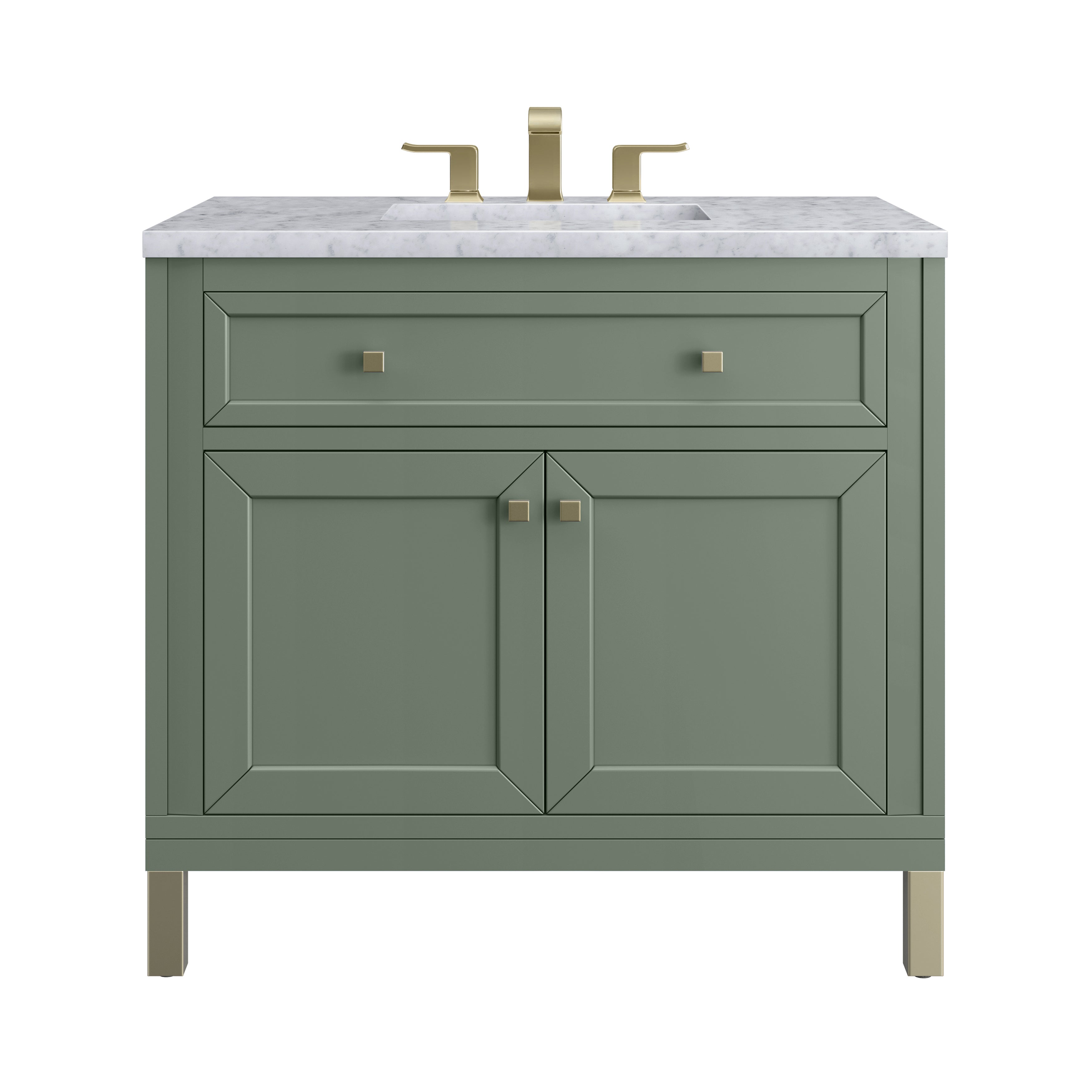 James Martin Chicago 36" Single Vanity in Smokey Celadon with 3cm Countertop