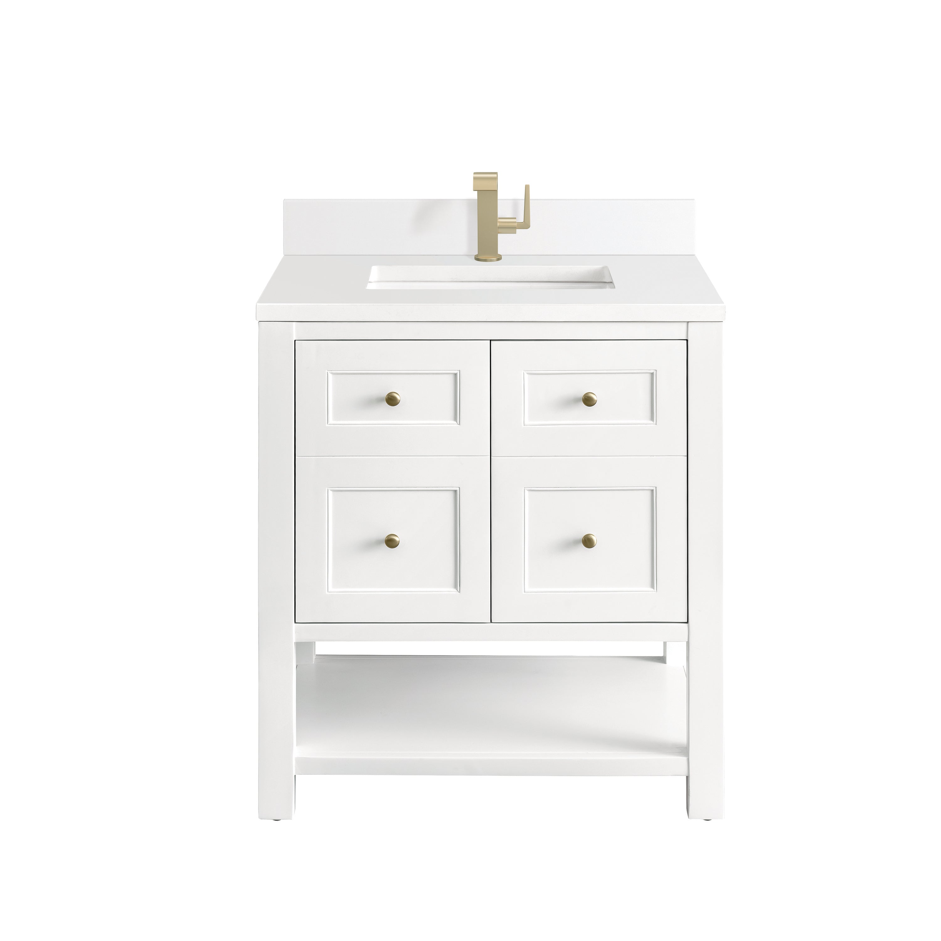 James Martin Breckenridge 30" Single Vanity in Bright White with 3cm Countertop