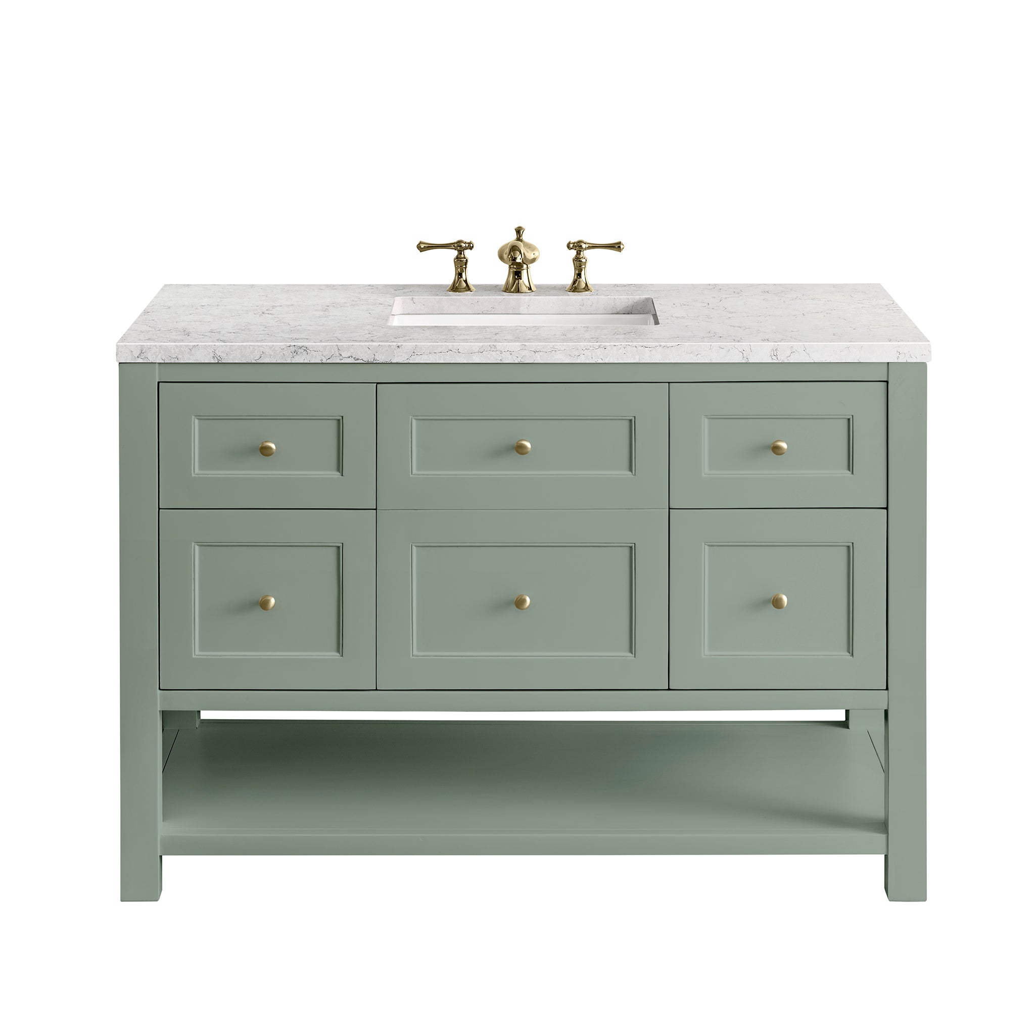 James Martin Breckenridge 48" Single Vanity in Smokey Celadon with 3cm Countertop and FreePower Wireless Charger