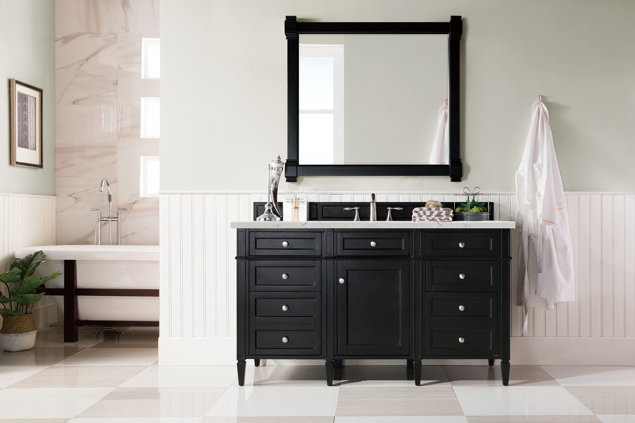 James Martin Brittany 60" Single Vanity in Black Onyx with 3cm Countertop