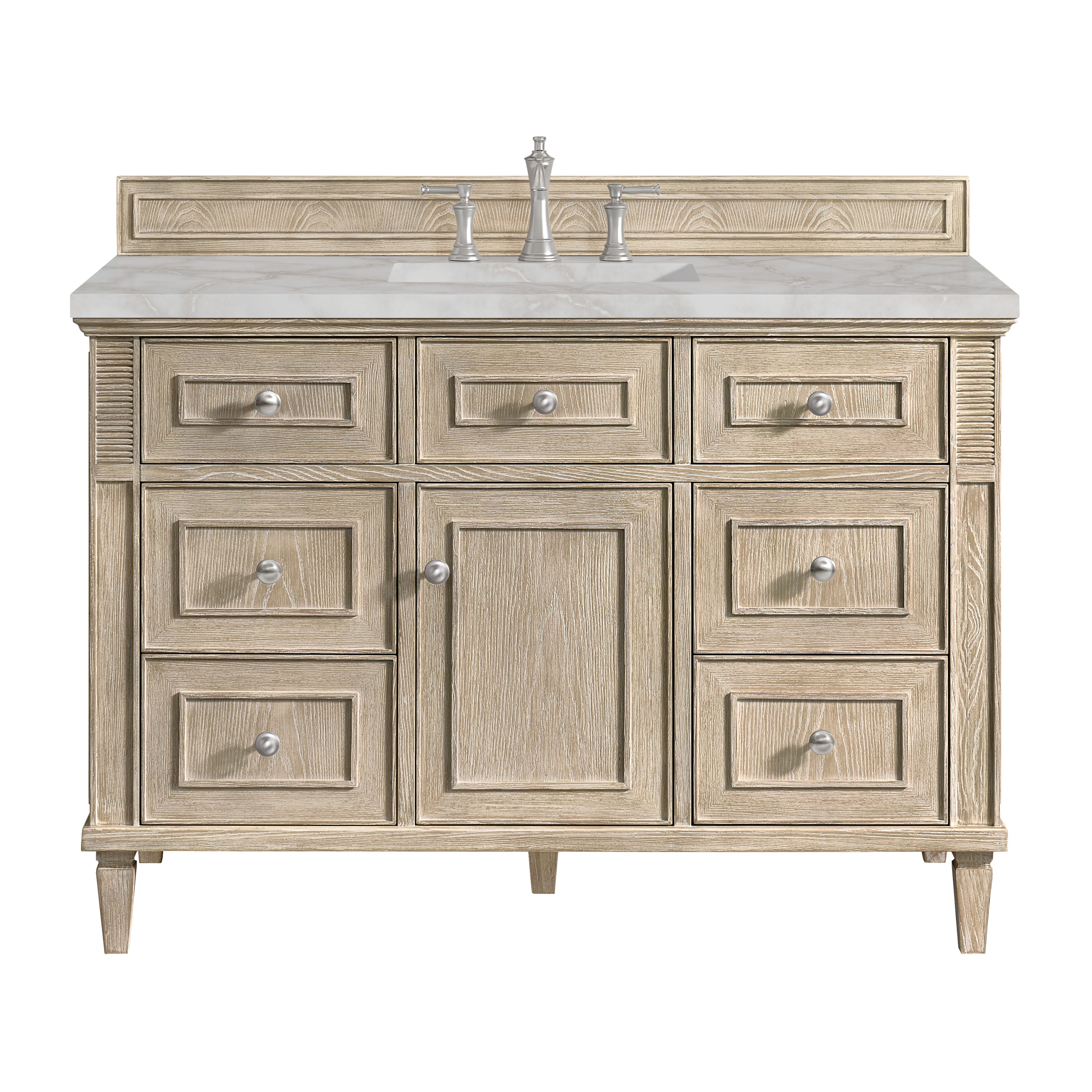 James Martin Lorelai 48" Single Vanity in Whitewashed Oak with 3cm Countertop and FreePower Wireless Charger