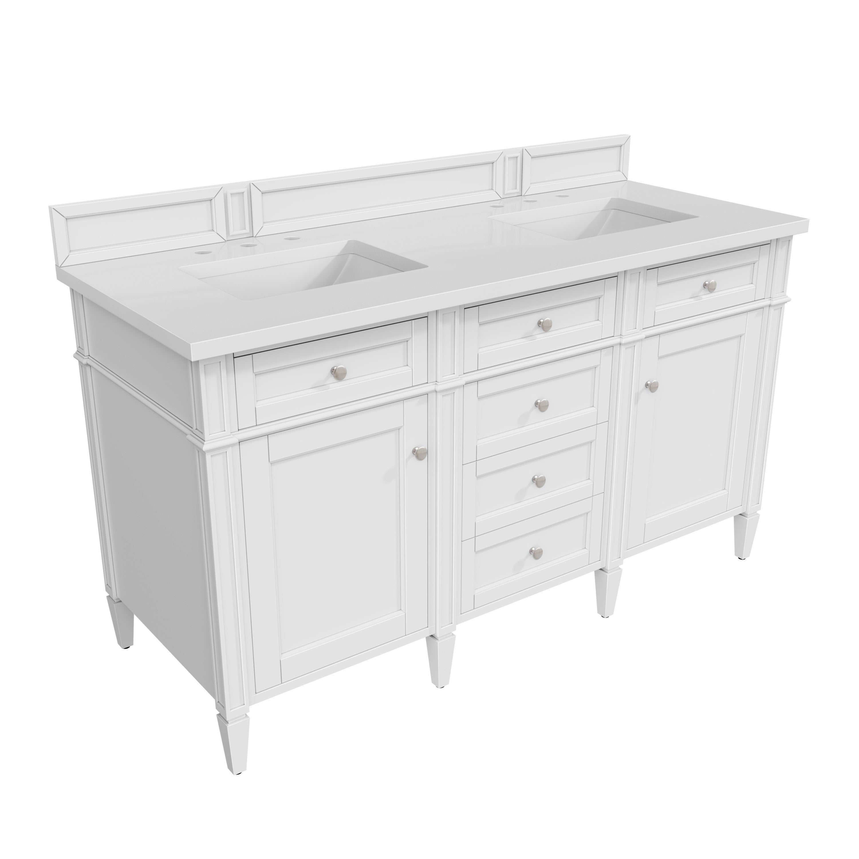 James Martin Brittany 60" Double Vanity in Bright White with 3cm Countertop