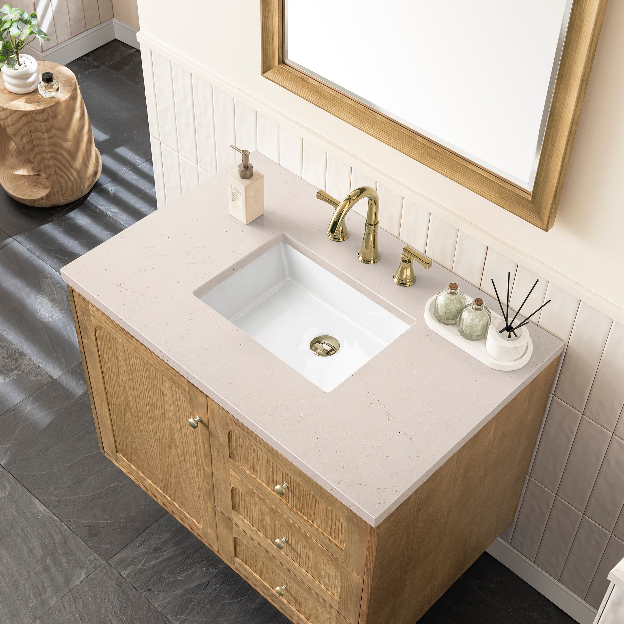 James Martin Laurent 36" Single Vanity in Light Natural Oak with 3cm Countertop