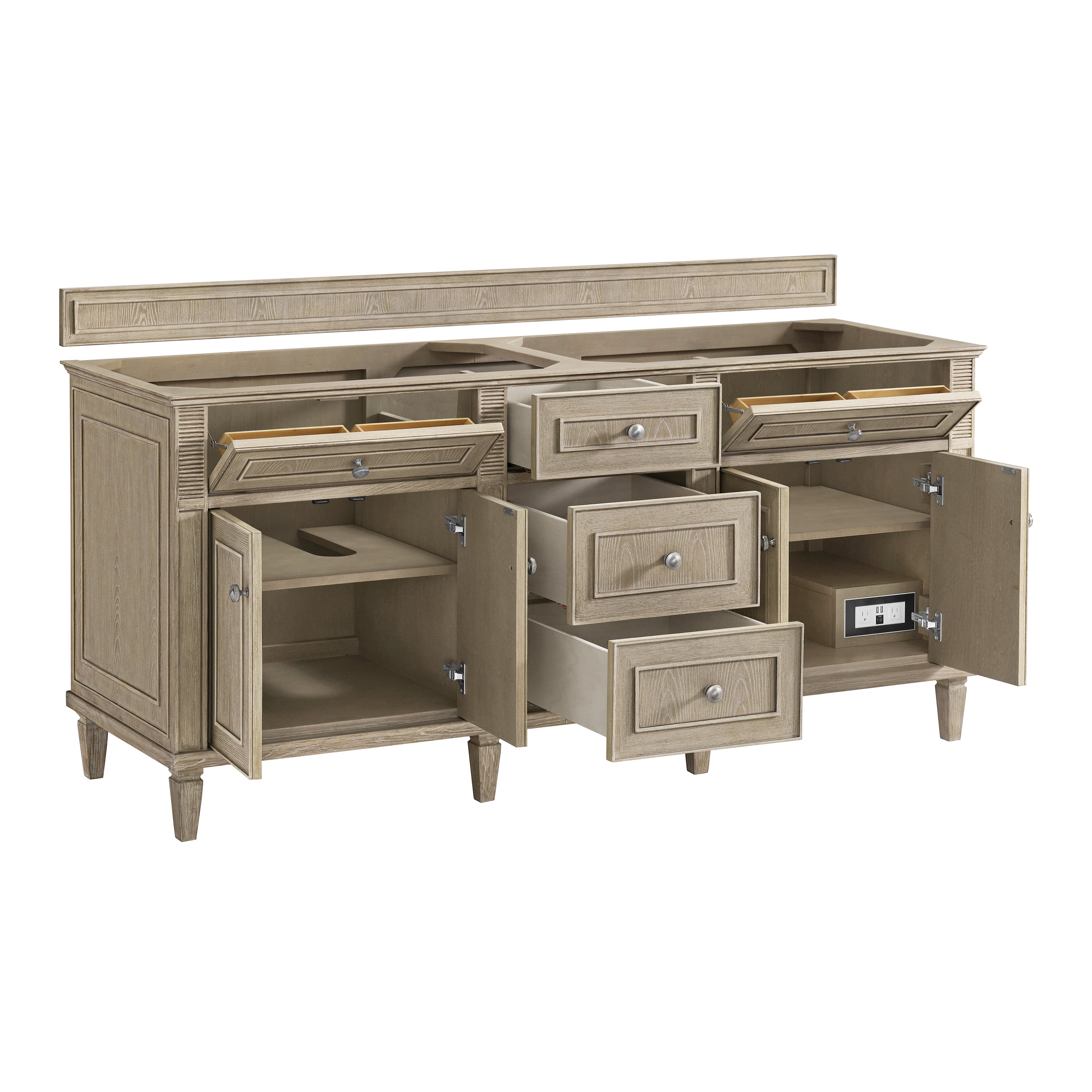 James Martin Lorelai 72" Double Vanity in Whitewashed Oak with 3cm Countertop