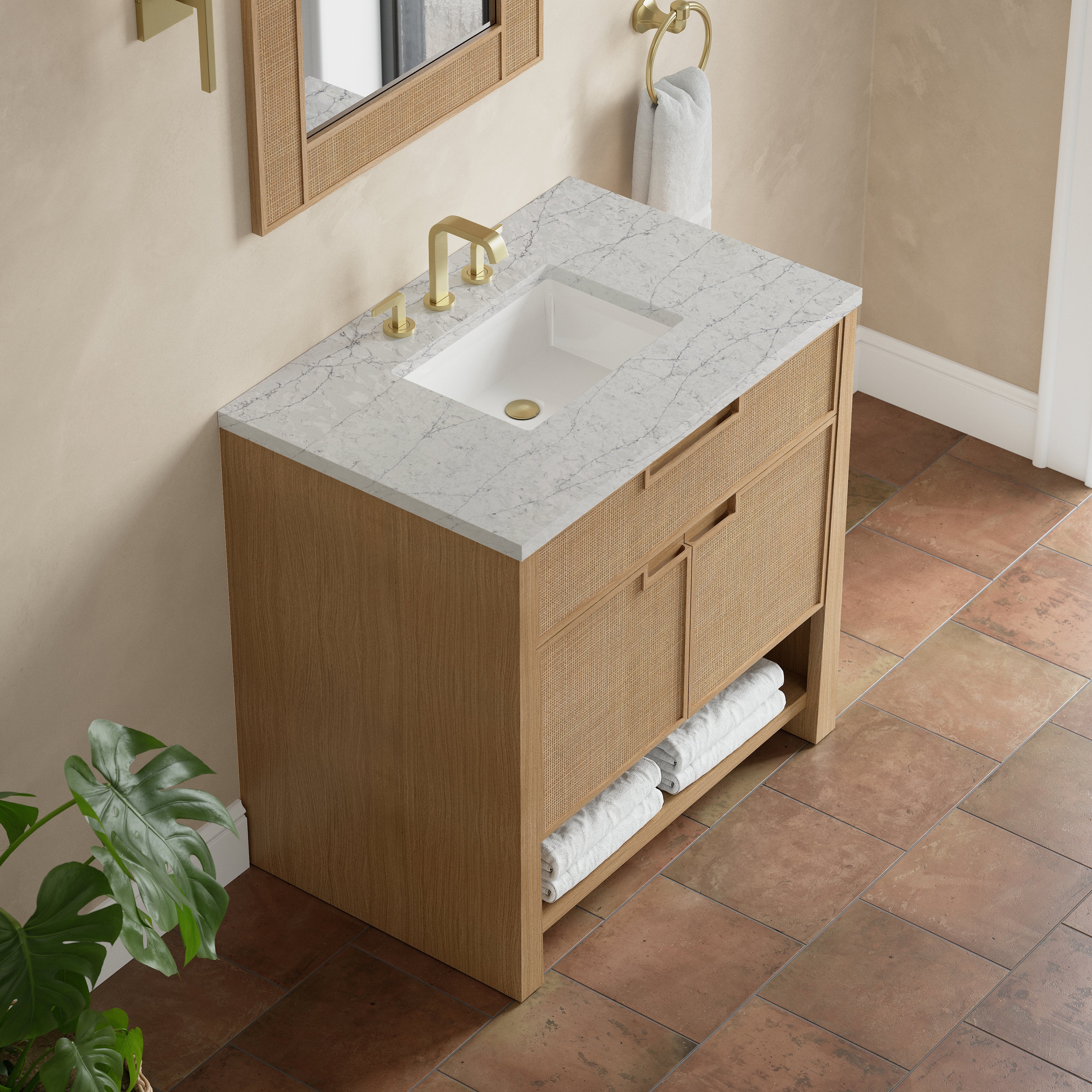 James Martin Solene 36" Single Vanity in Seaside Oak with 3cm Countertop