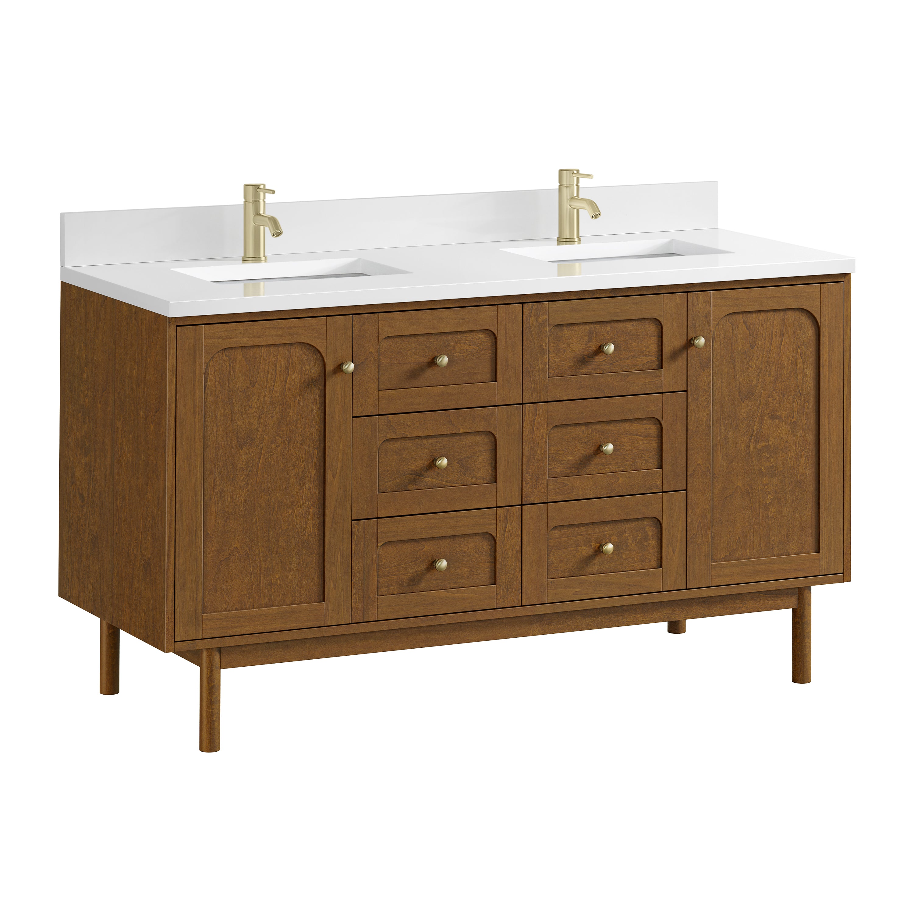 James Martin Laurent 60" Double Vanity in Honey Oak with 3cm Countertop