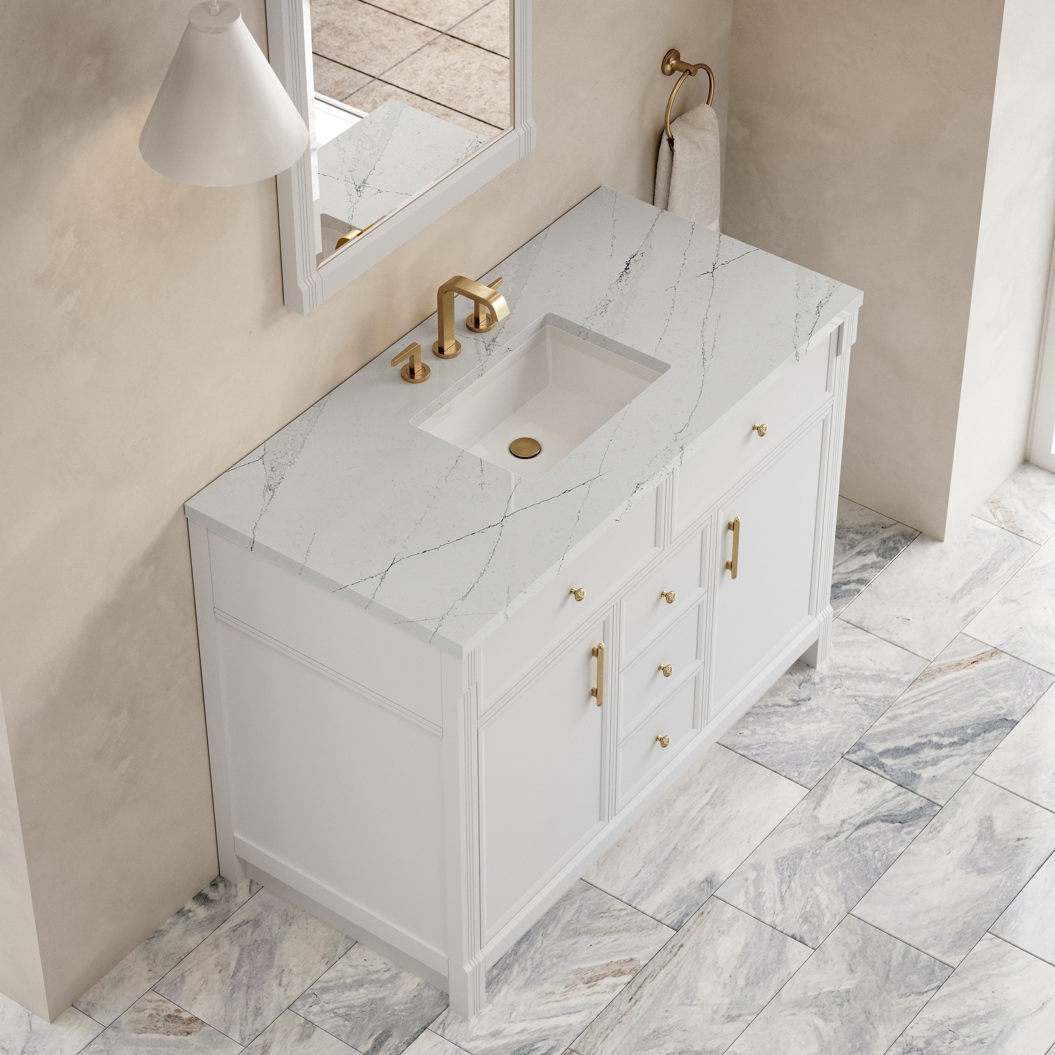 James Martin Bellshire 48" Single Vanity in Bright White with 3cm Countertop
