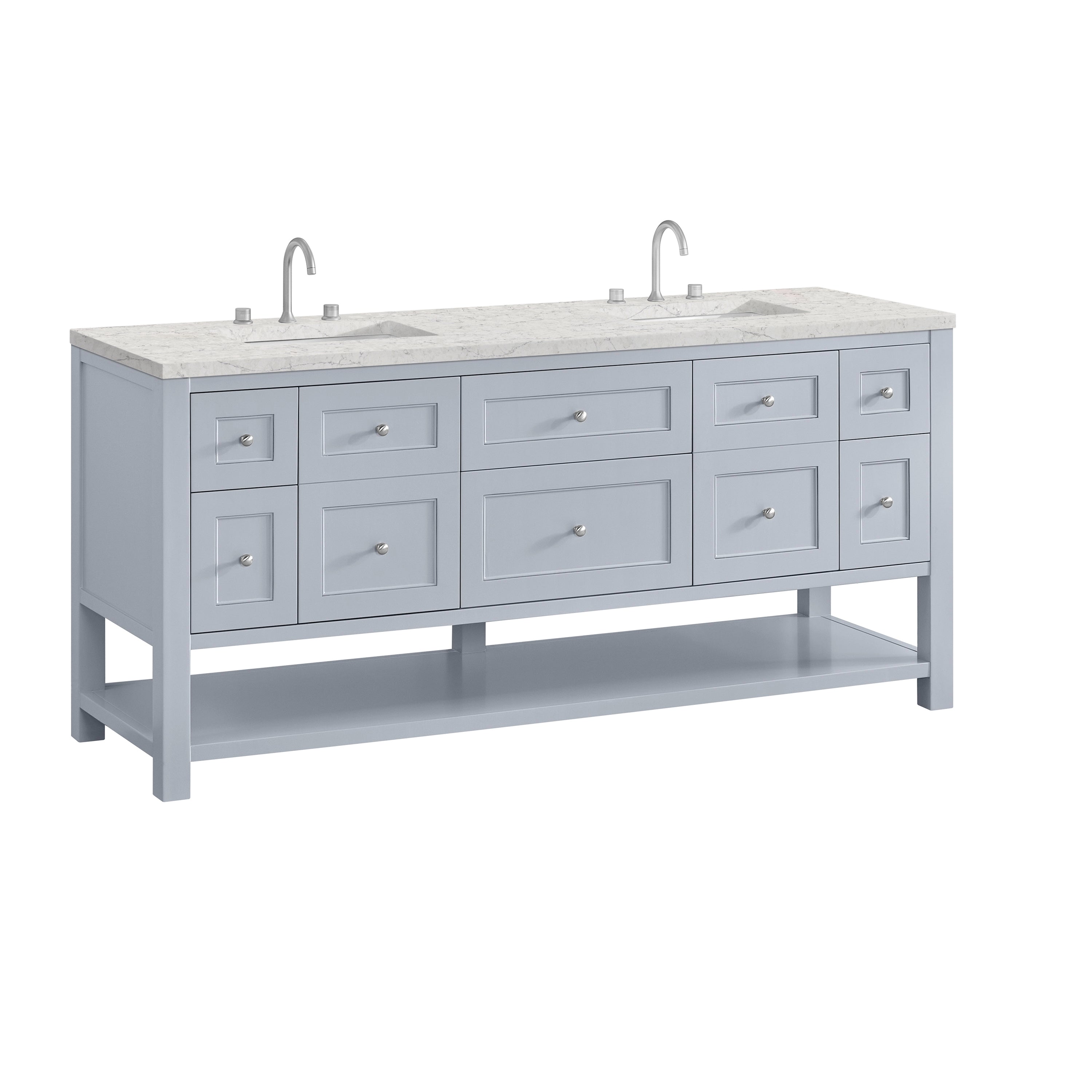 James Martin Breckenridge 72" Double Vanity in Serenity Blue with 3cm Countertop and FreePower Wireless Charger