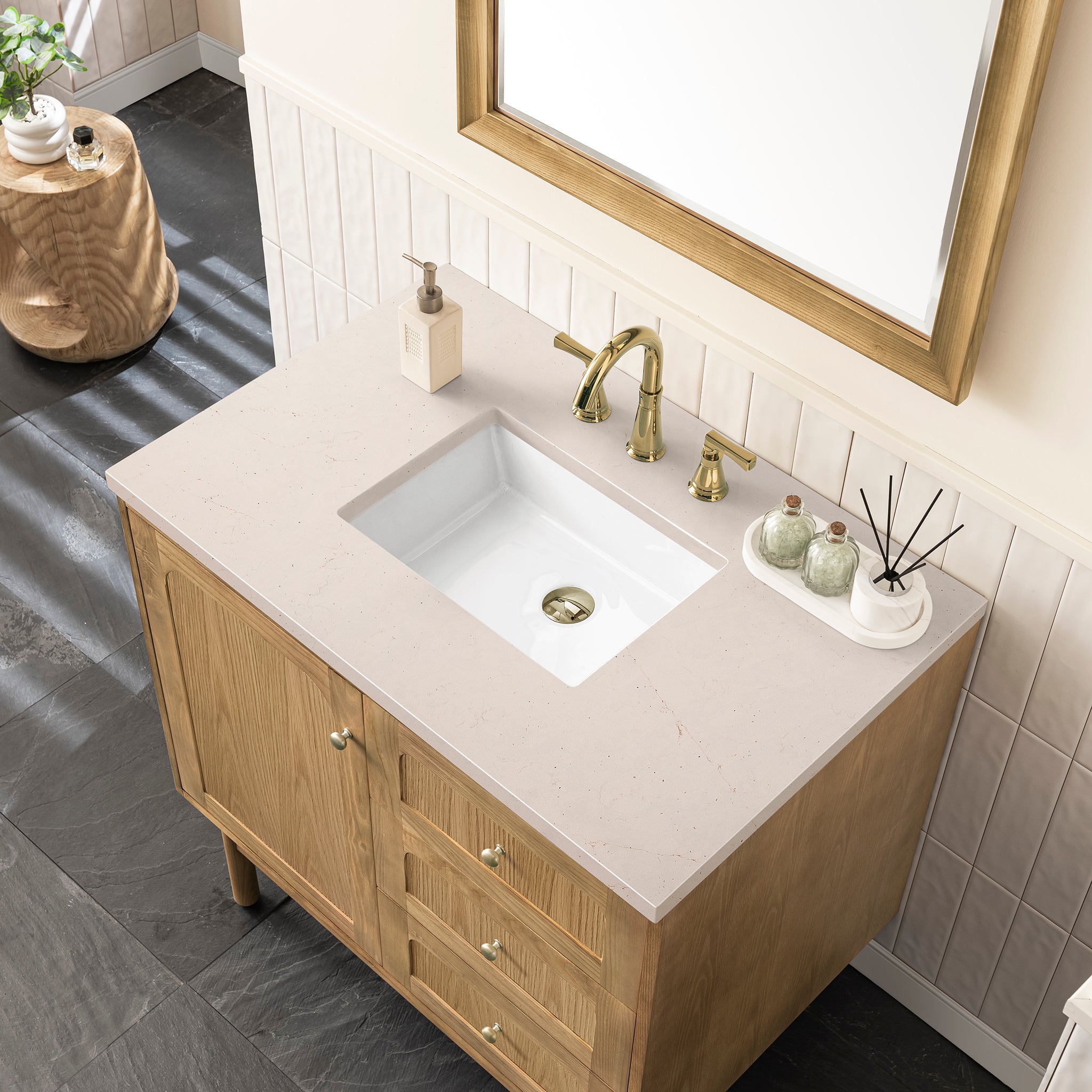 James Martin Laurent 36" Single Vanity in Light Natural Oak with 3cm Countertop