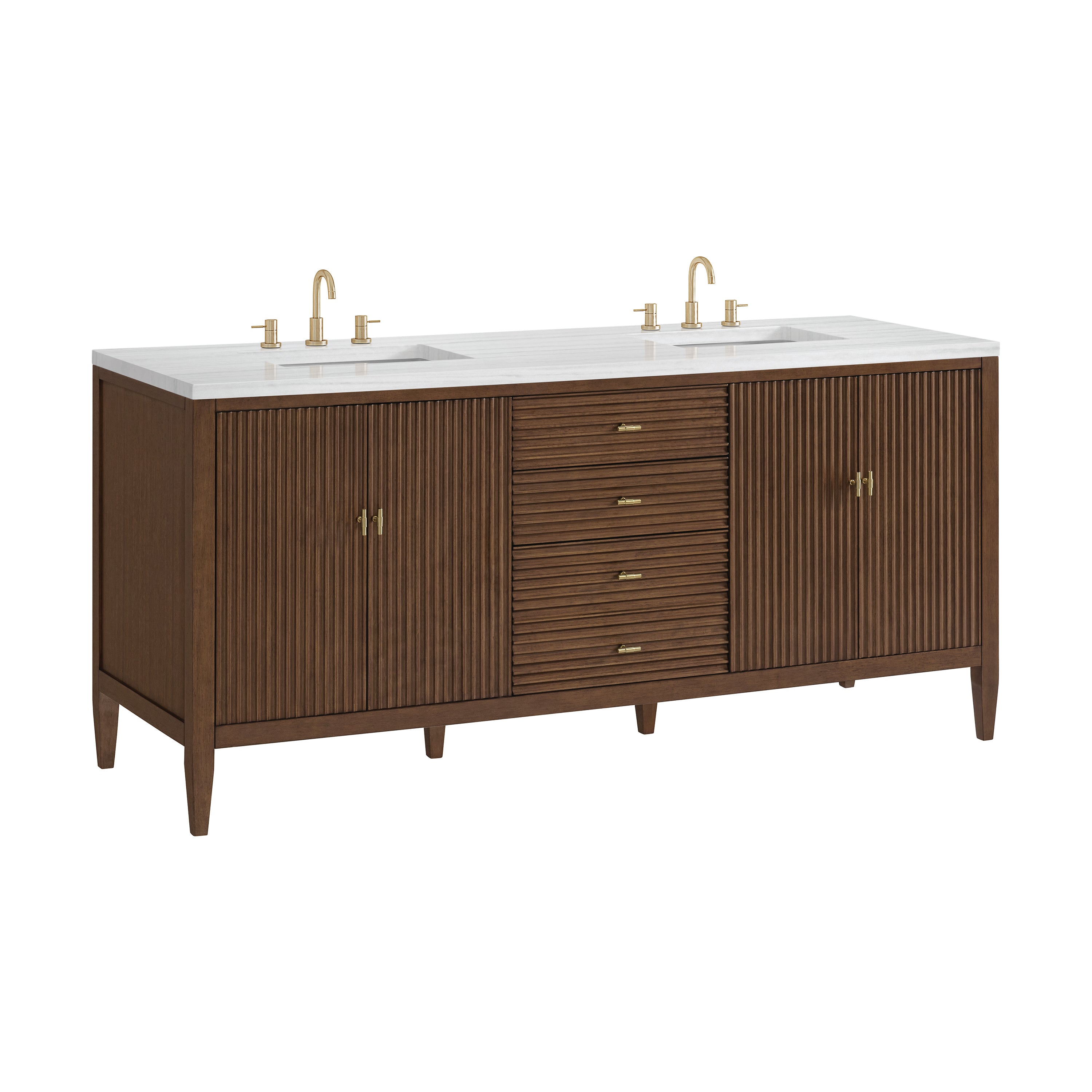 James Martin Myrrin 72" Double Vanity in Mid Century Walnut with 3cm Countertop