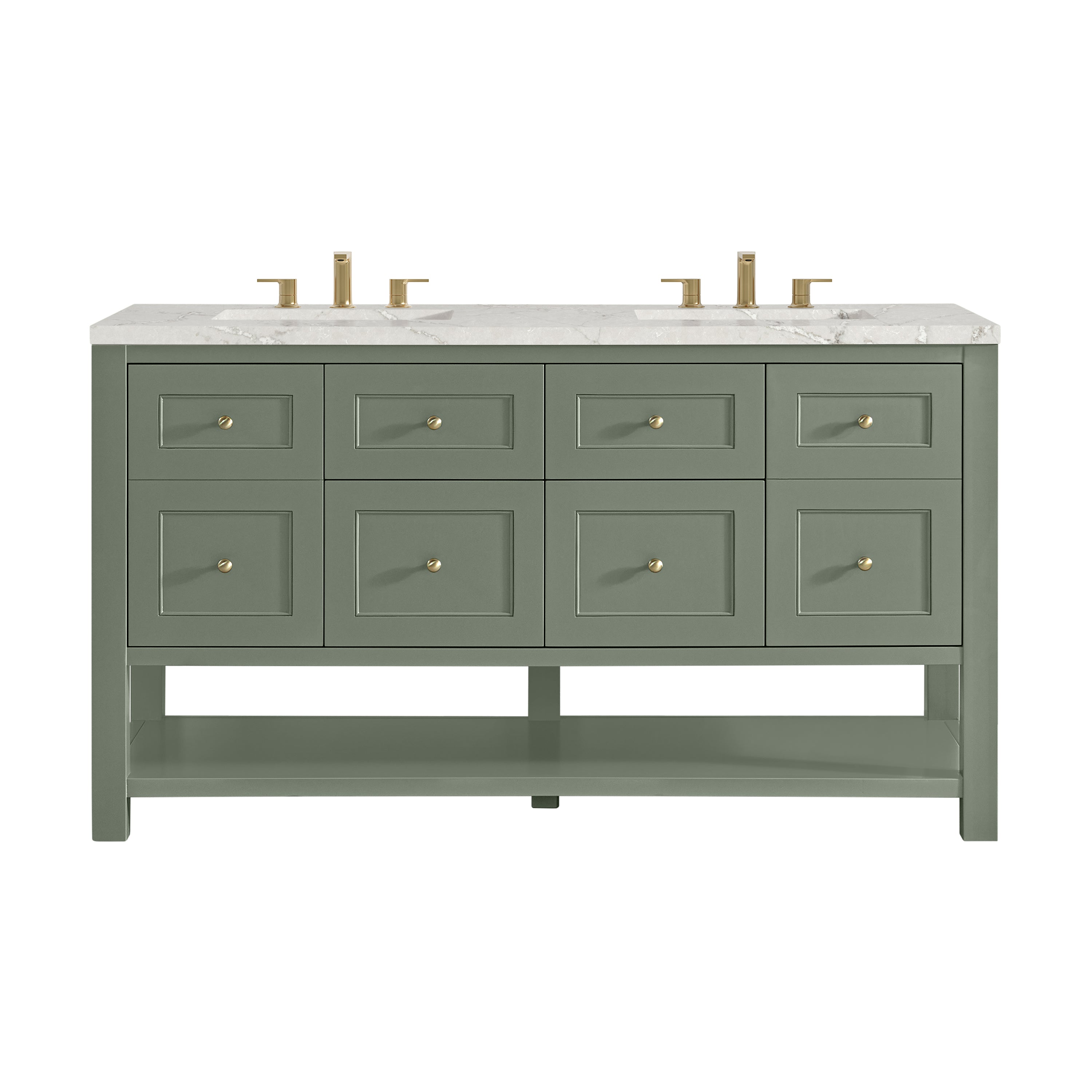 James Martin Breckenridge 60" Double Vanity in Smokey Celadon with 3cm Countertop