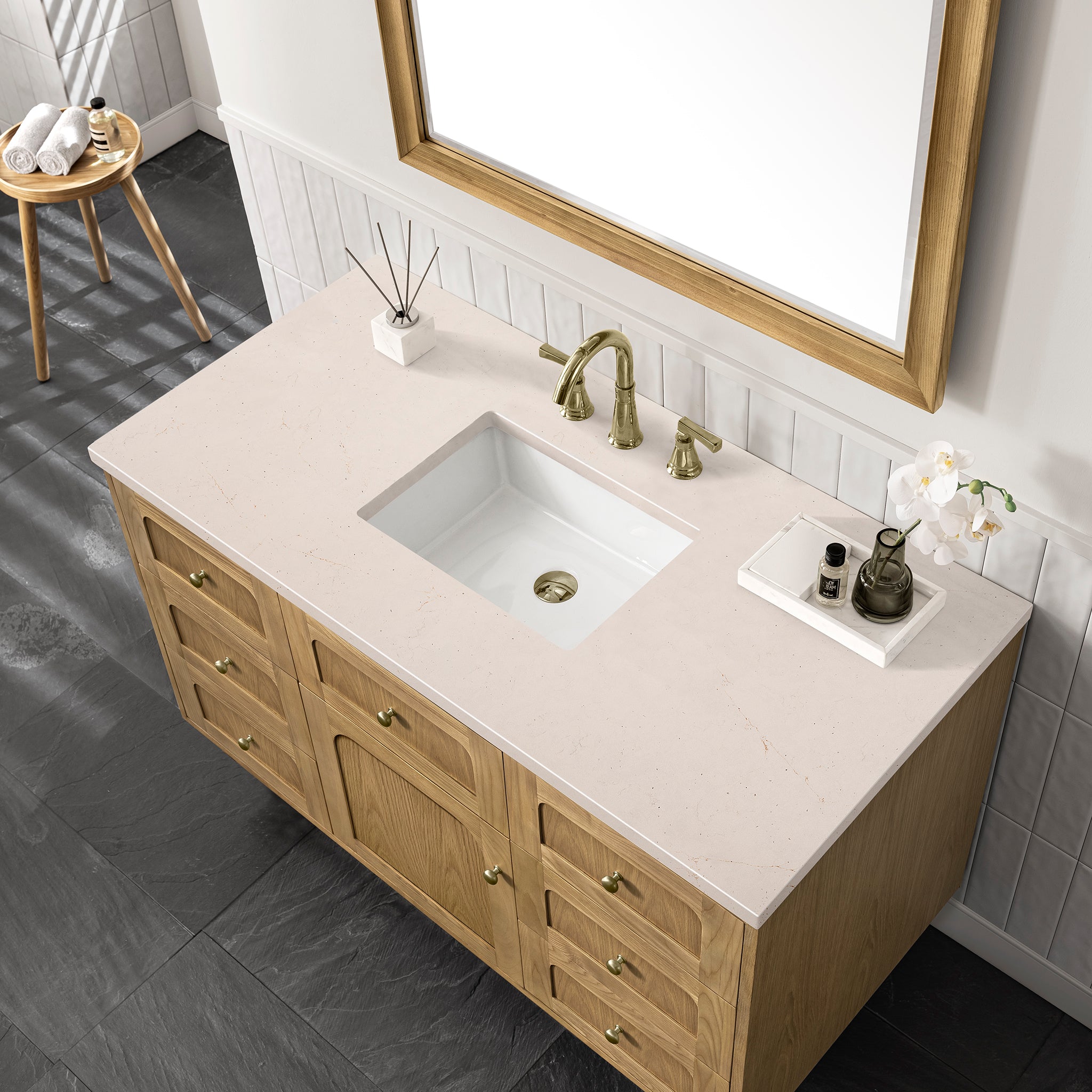 James Martin Laurent 48" Single Vanity in Light Natural Oak with 3cm Countertop