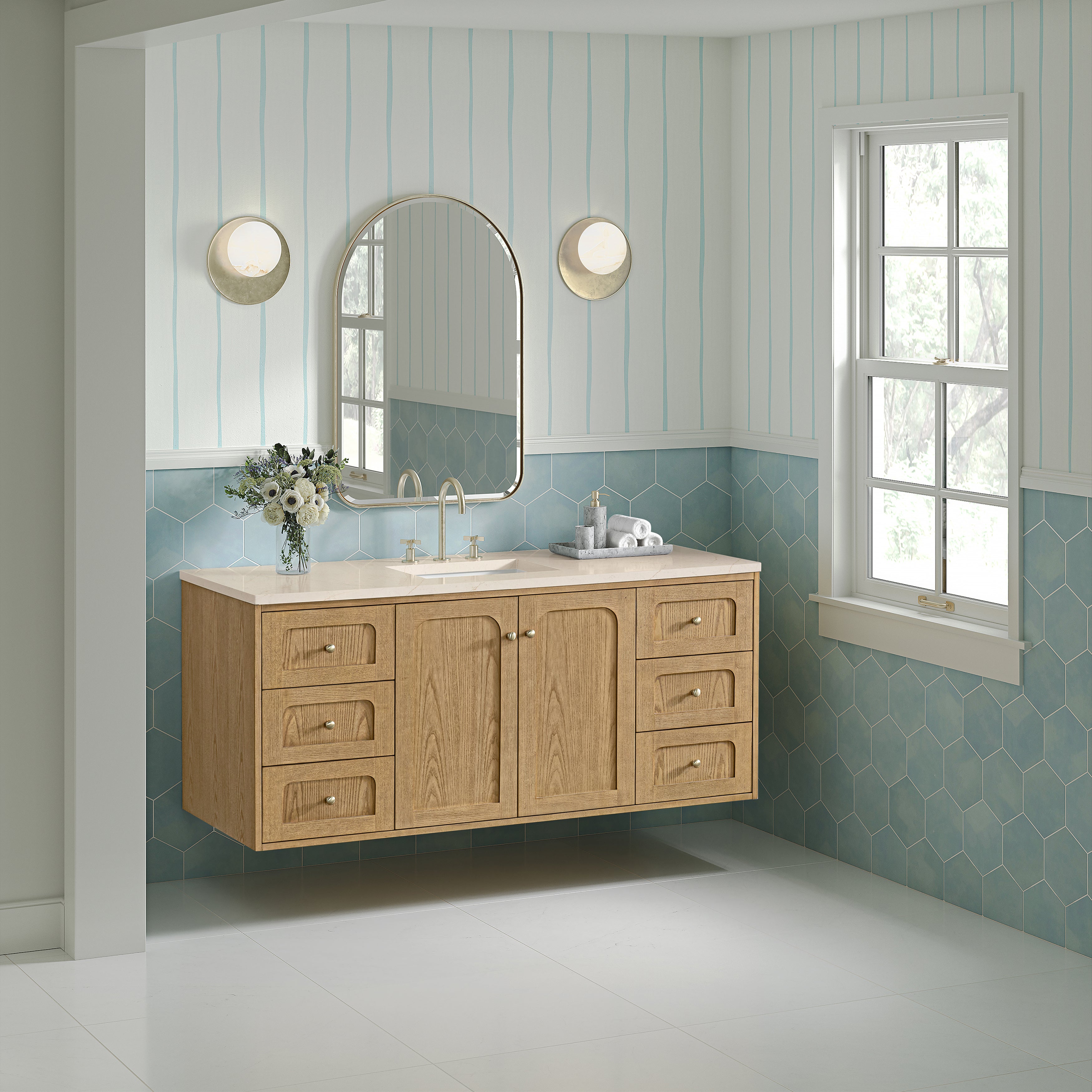 James Martin Laurent 60" Single Vanity in Light Natural Oak with 3cm Countertop