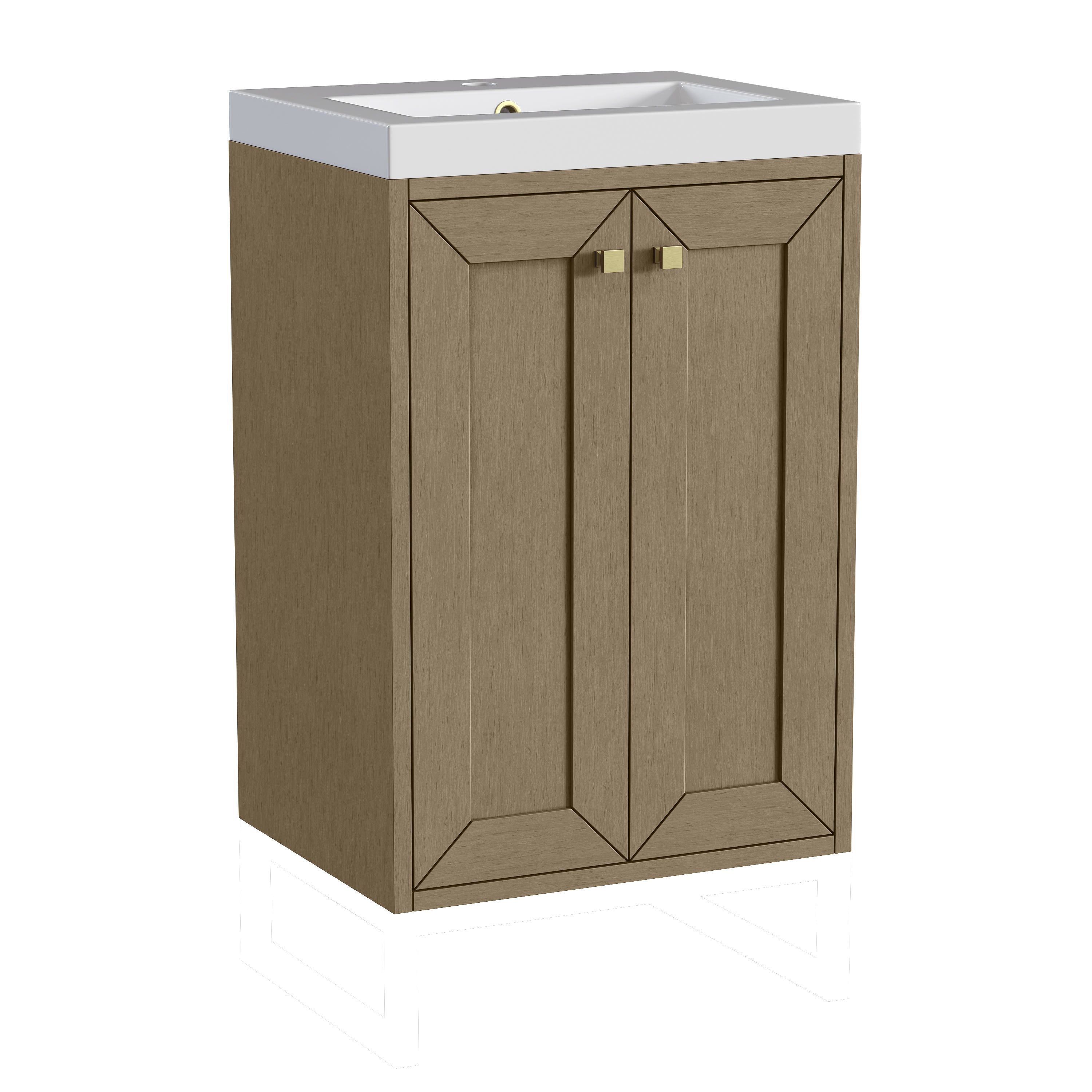 James Martin Chianti 20" Single Vanity in Glossy White with White Glossy Composite Stone Top